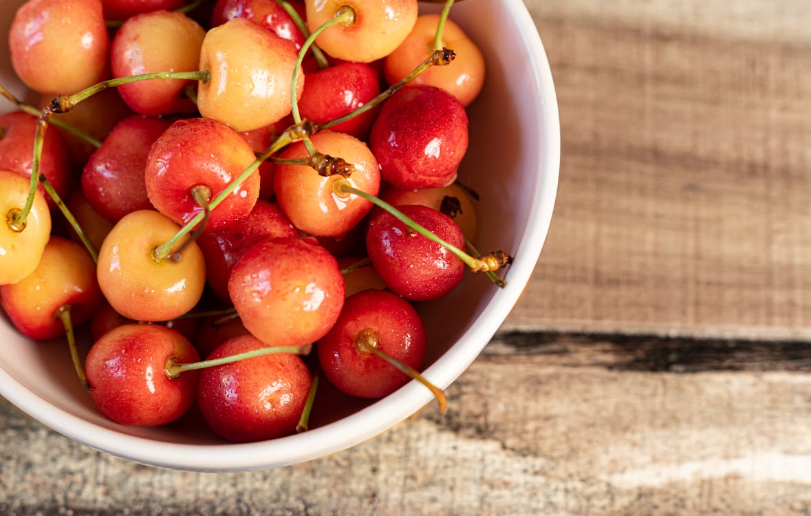Close-Up Photo of Cherries in Bowl