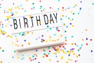 生日庆祝背景充满活力，配有色彩缤纷的五彩纸屑和生日标志