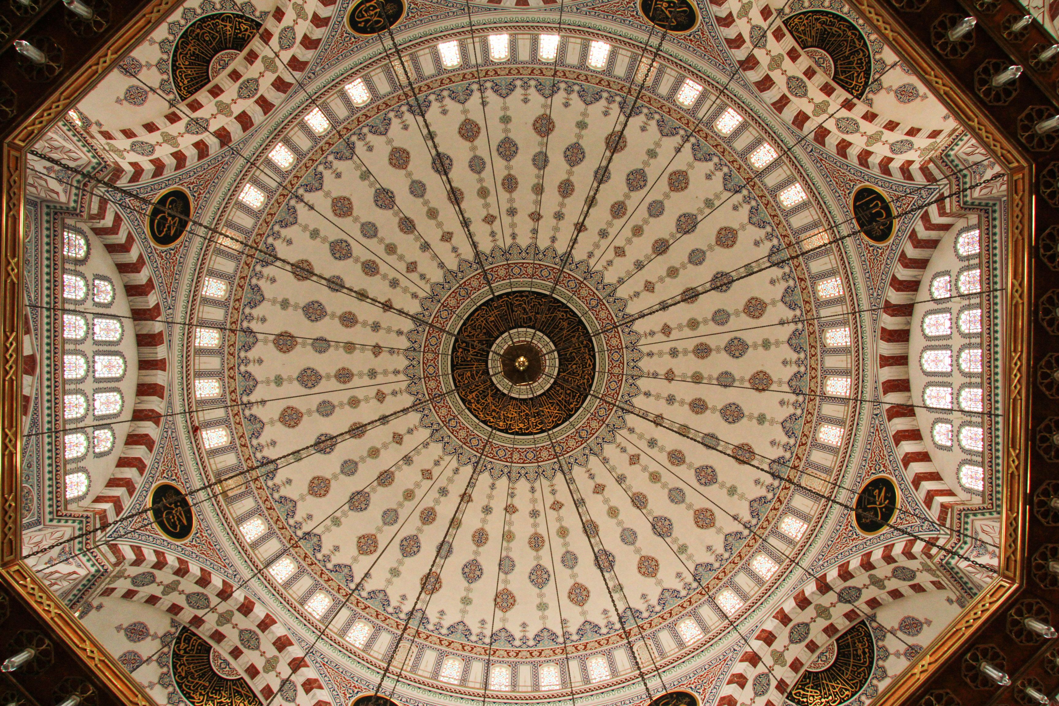 Intricate Dome of a Turkish Mosque Interior · Free Stock Photo