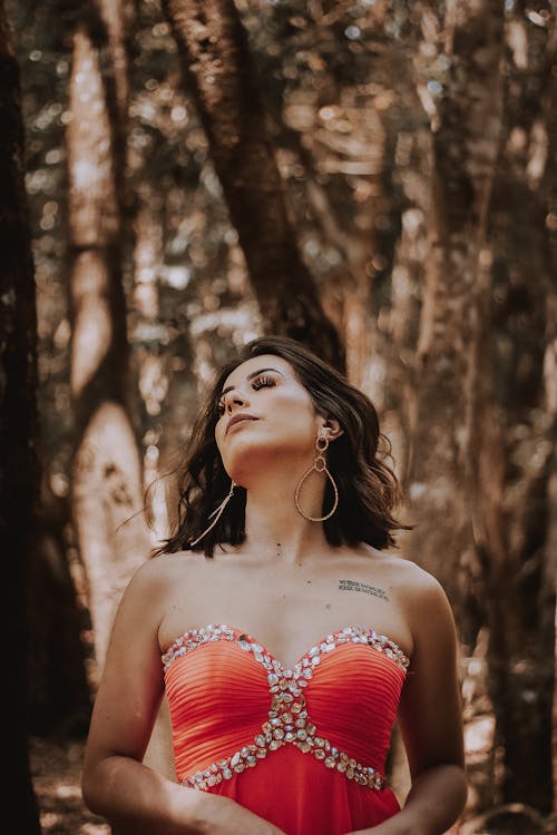 Woman Wearing Red Gown