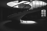 Elegant Black and White Spiral Staircase