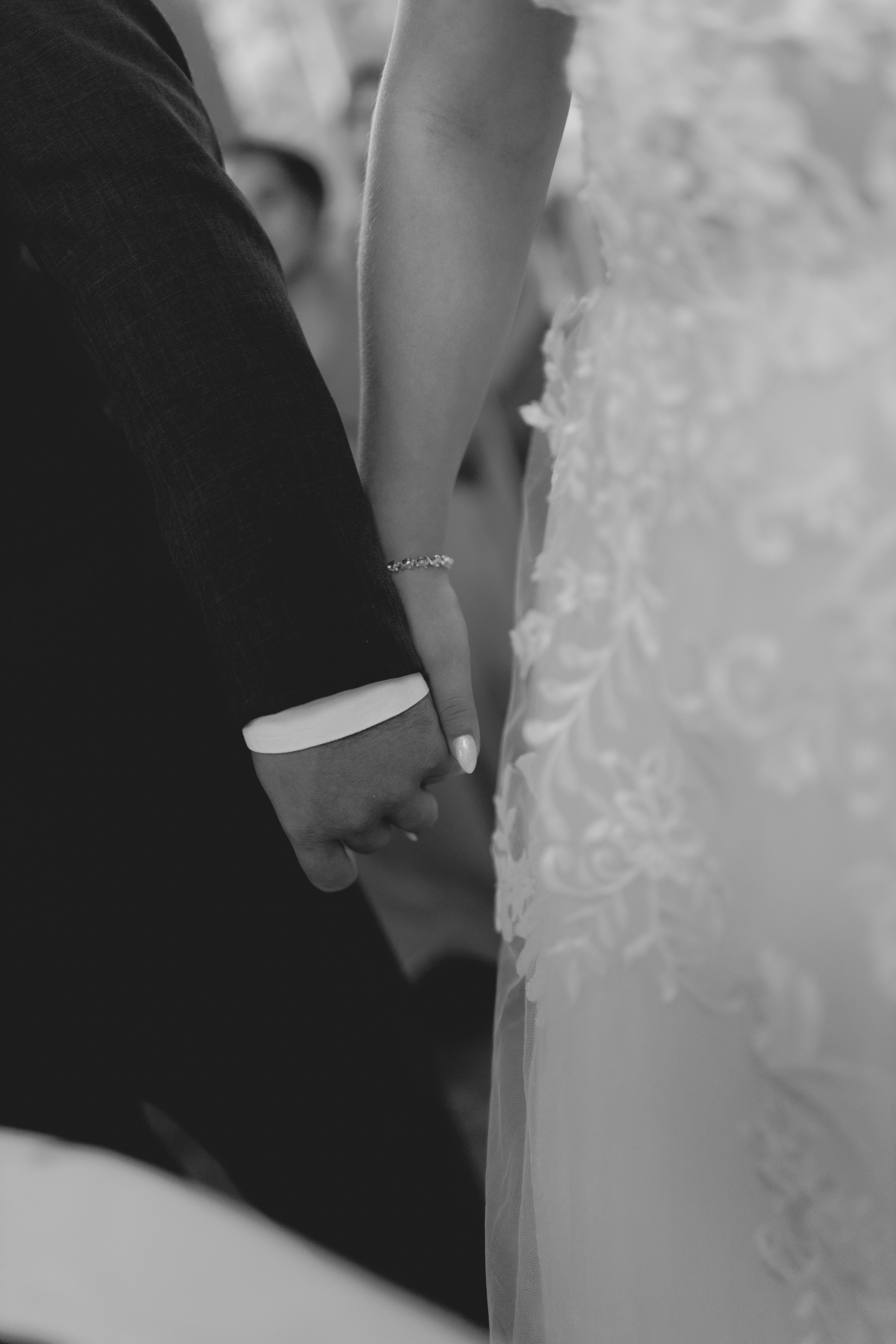Romantic Wedding Couple Holding Hands Portrait · Free Stock Photo