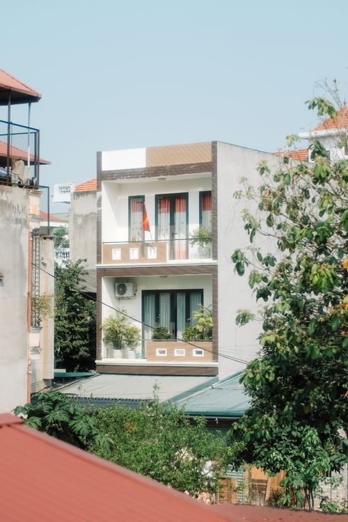 Free A contemporary urban house with greenery in Lang Son, Vietnam. Stock Photo