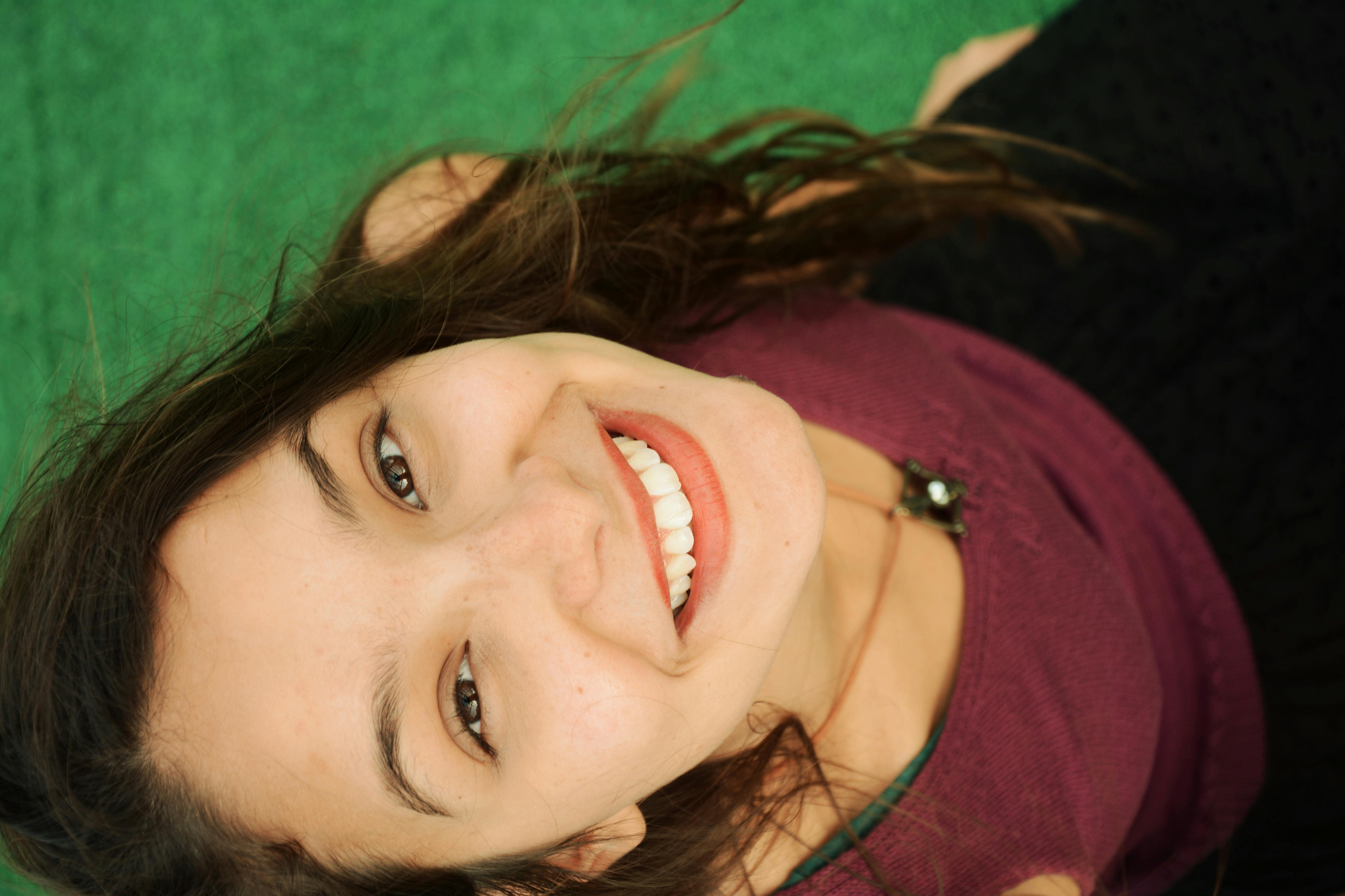 top view photography of smiling woman