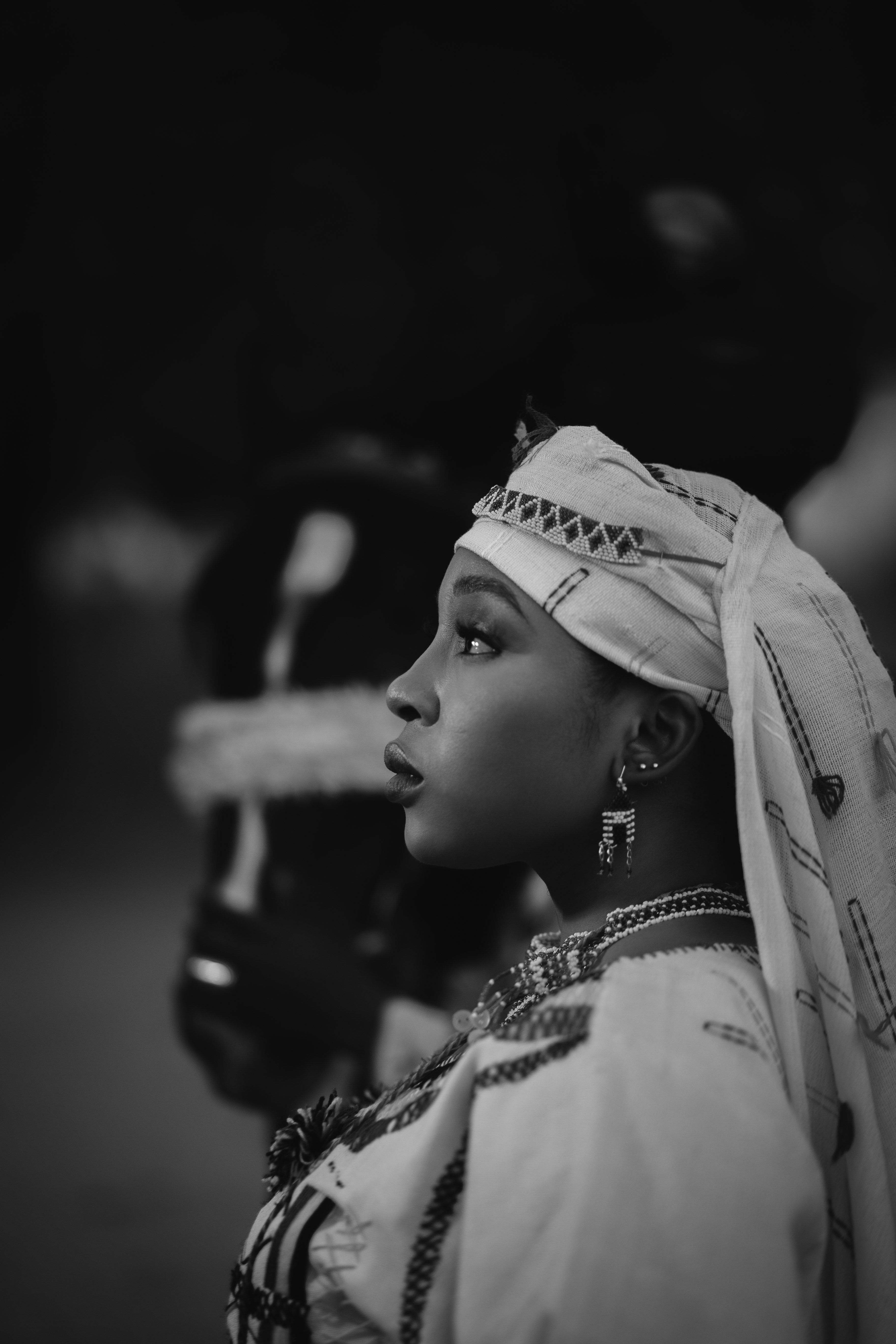 Traditional Attire Portrait in Black and White · Free Stock Photo