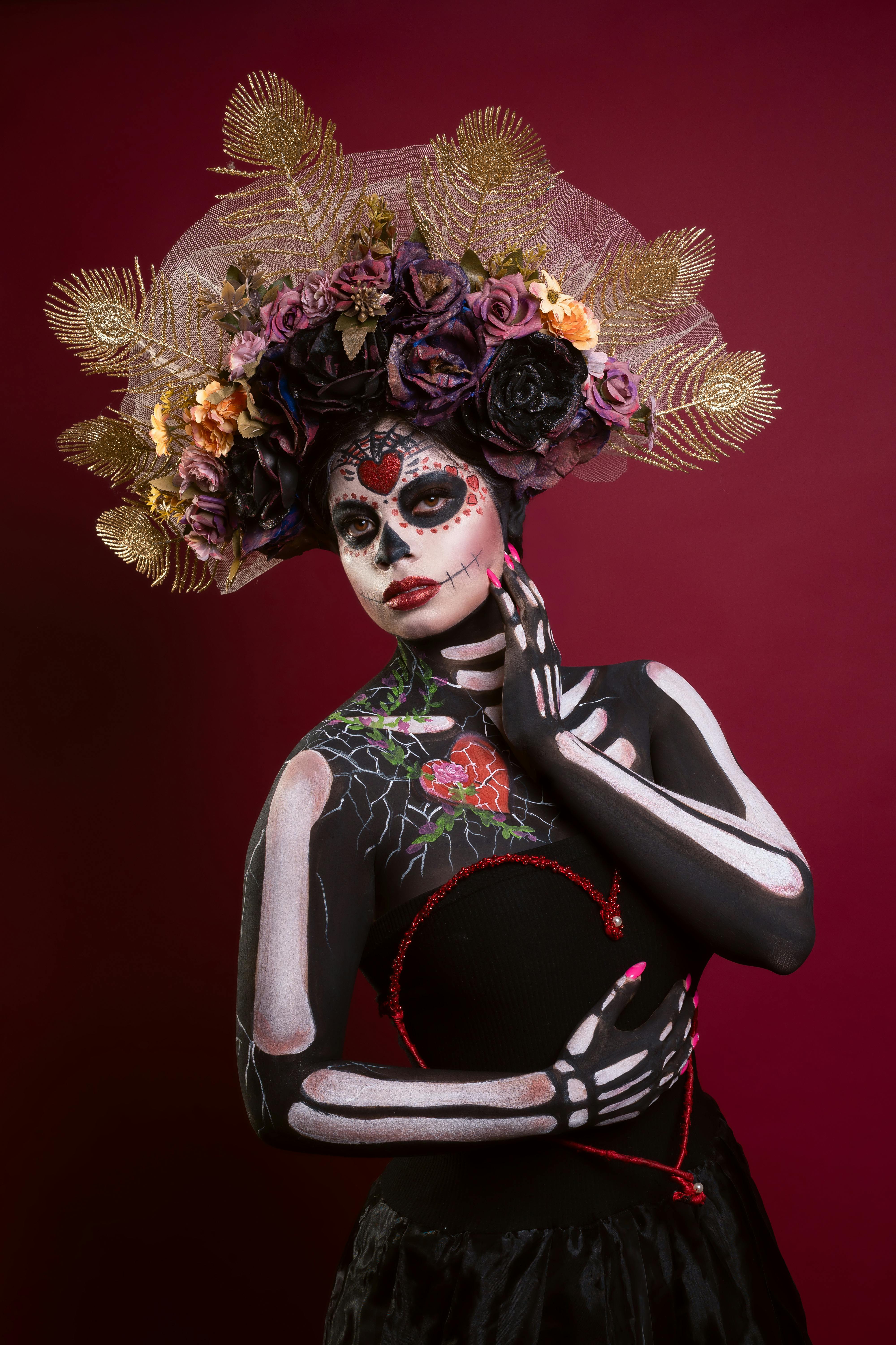 dia de muertos inspired makeup portrait