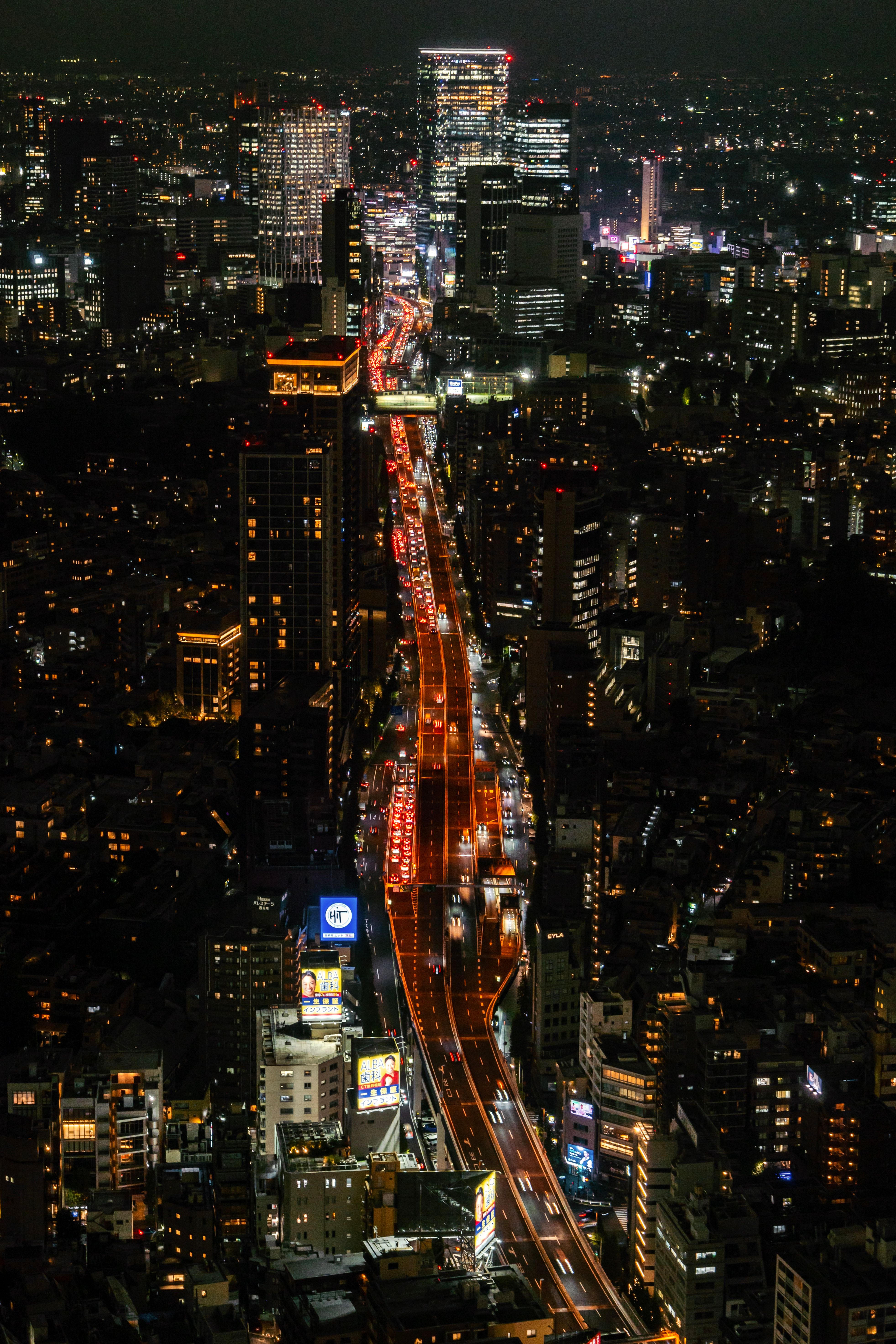 Tokyo Night Cityscape with Busy Traffic · Free Stock Photo