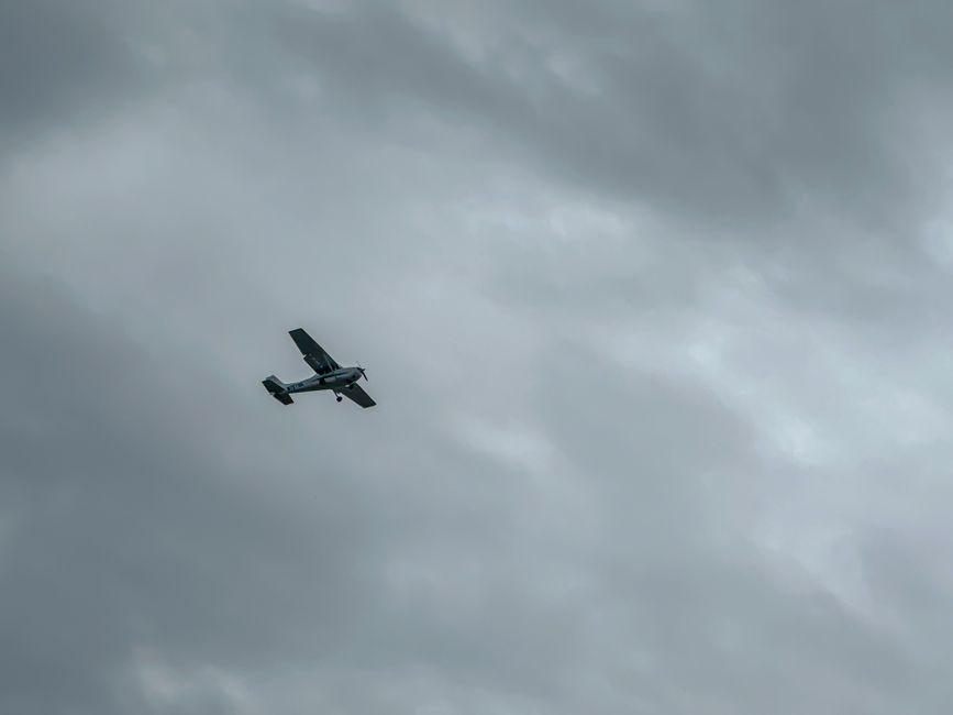 aircraft flying through cloudy icy weather conditions