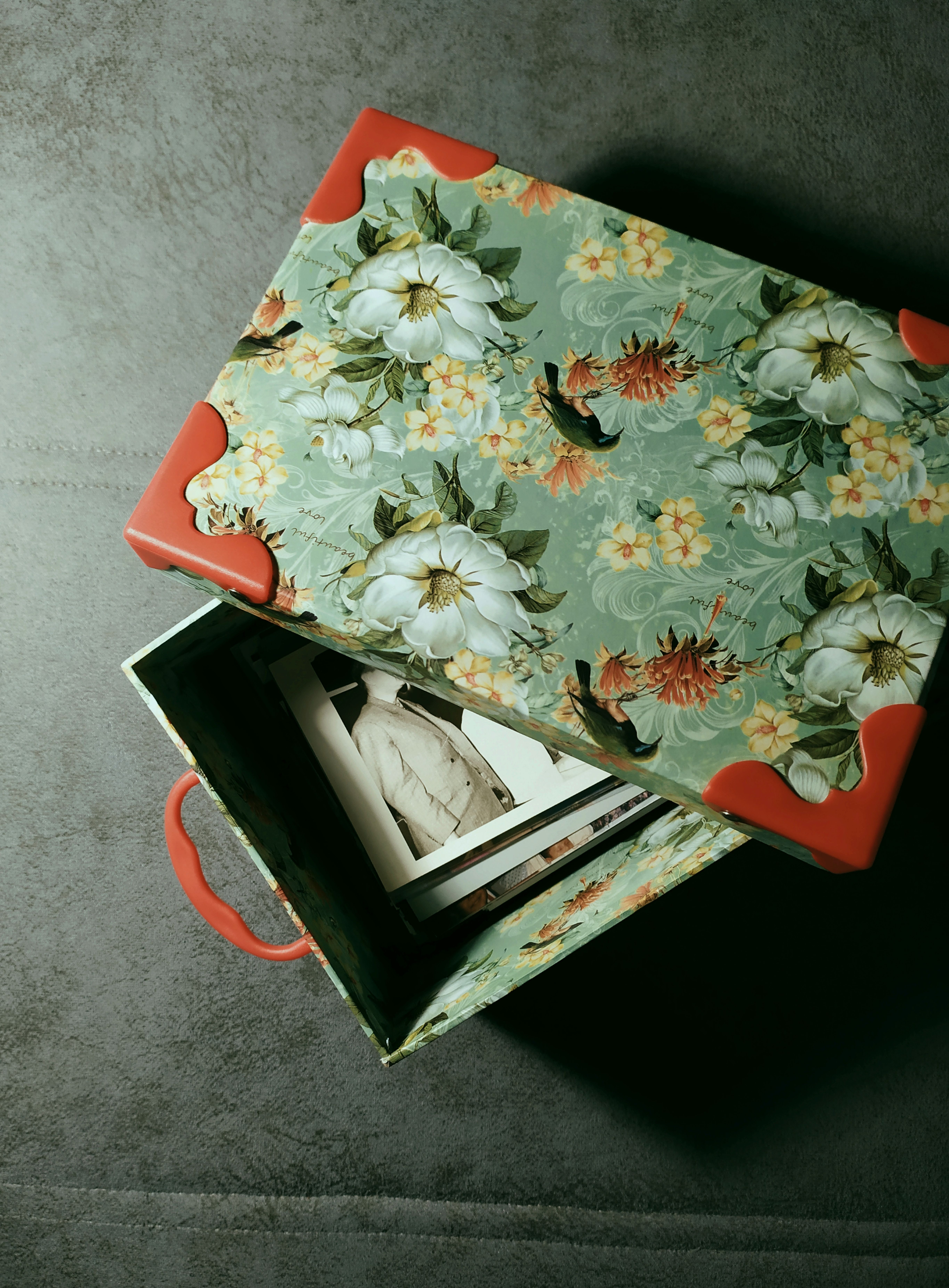 Floral Memory Box with Vintage Photographs · Free Stock Photo