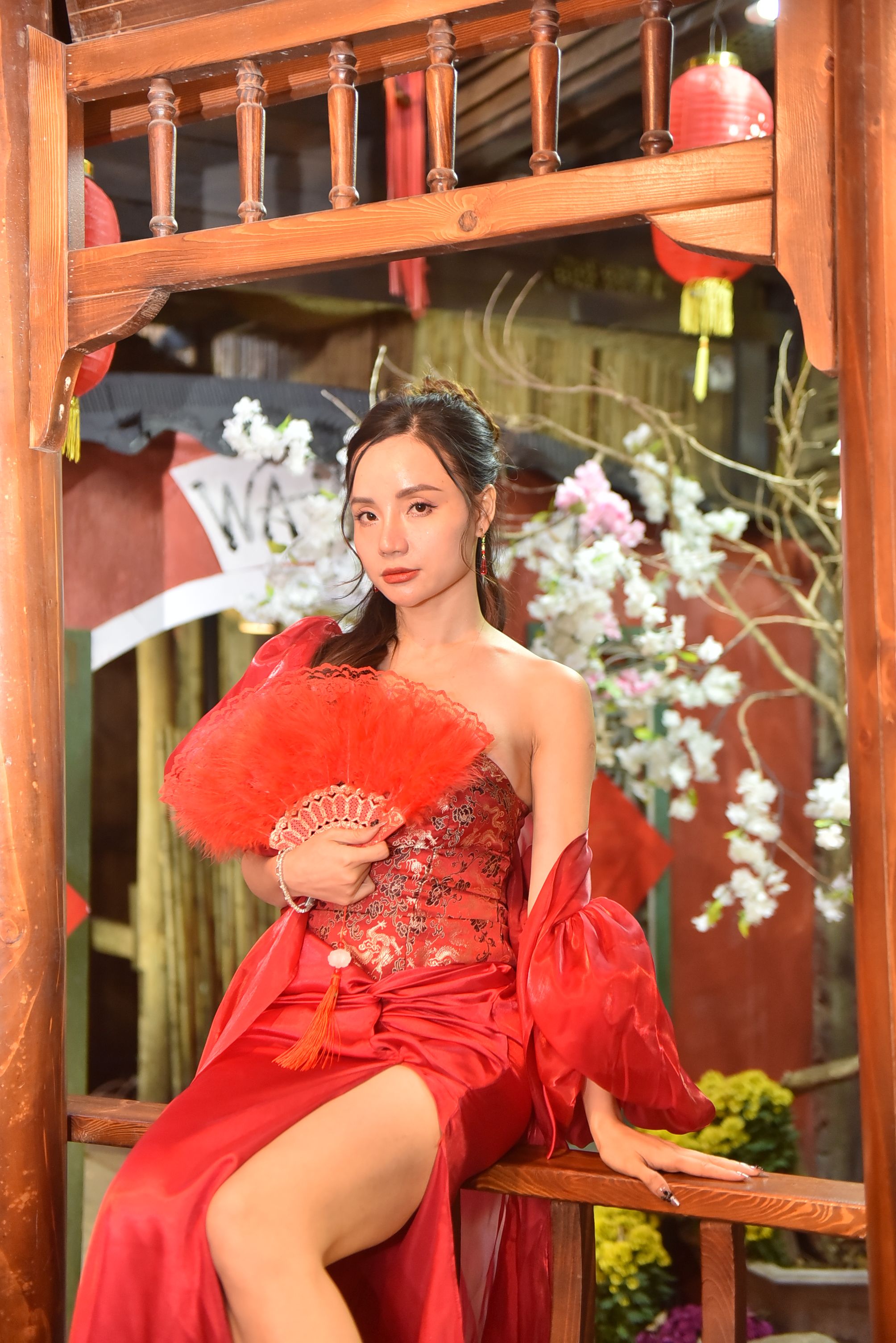 Elegant Woman in Red Traditional Dress · Free Stock Photo