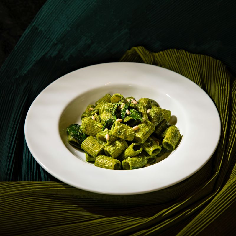 Baked Pesto Chicken Rigatoni with Sun-Dried Tomatoes