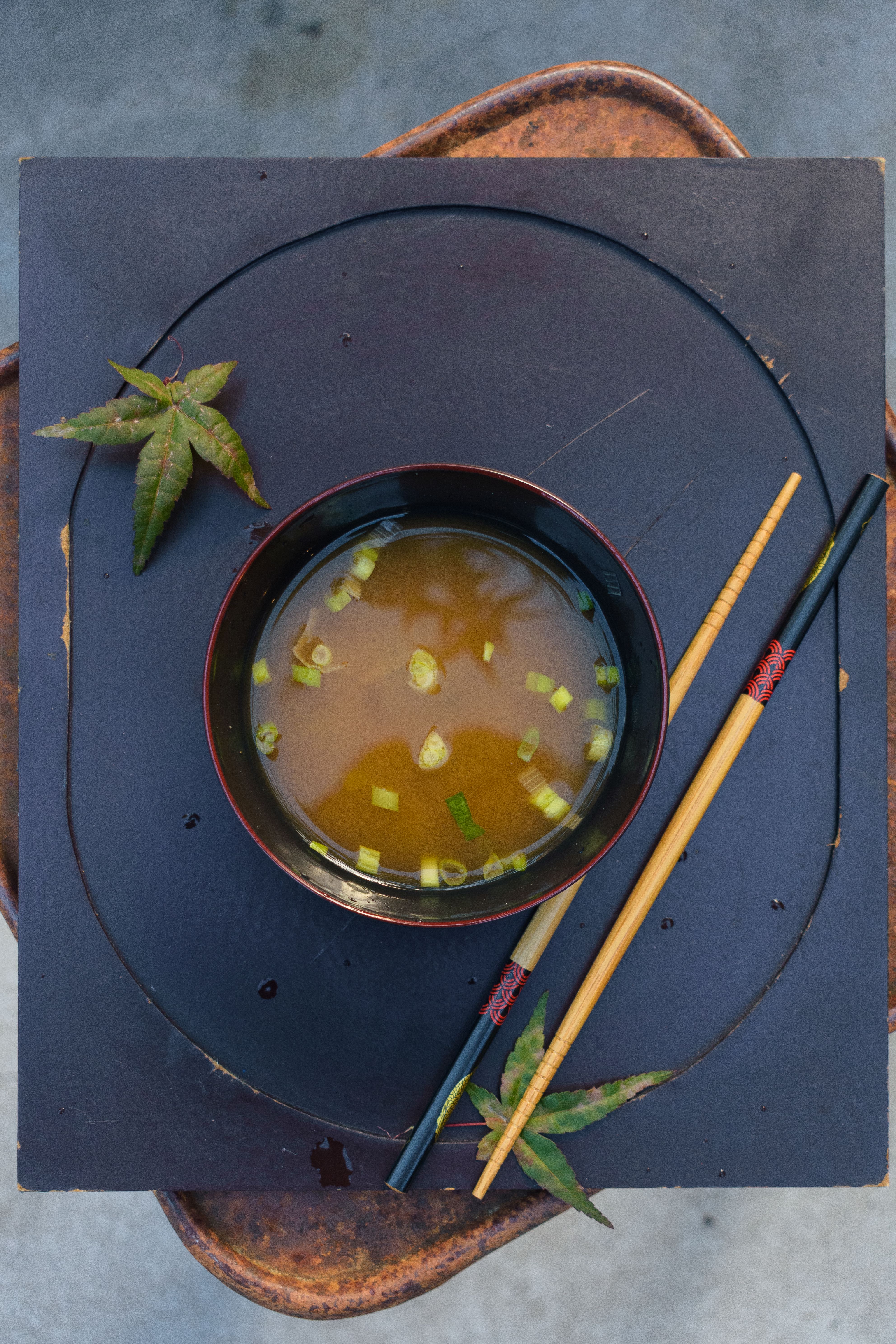 A simple, comforting Japanese miso soup built on homemade kombu-katsuobushi dashi, with silken tofu, wakame, and scallions.