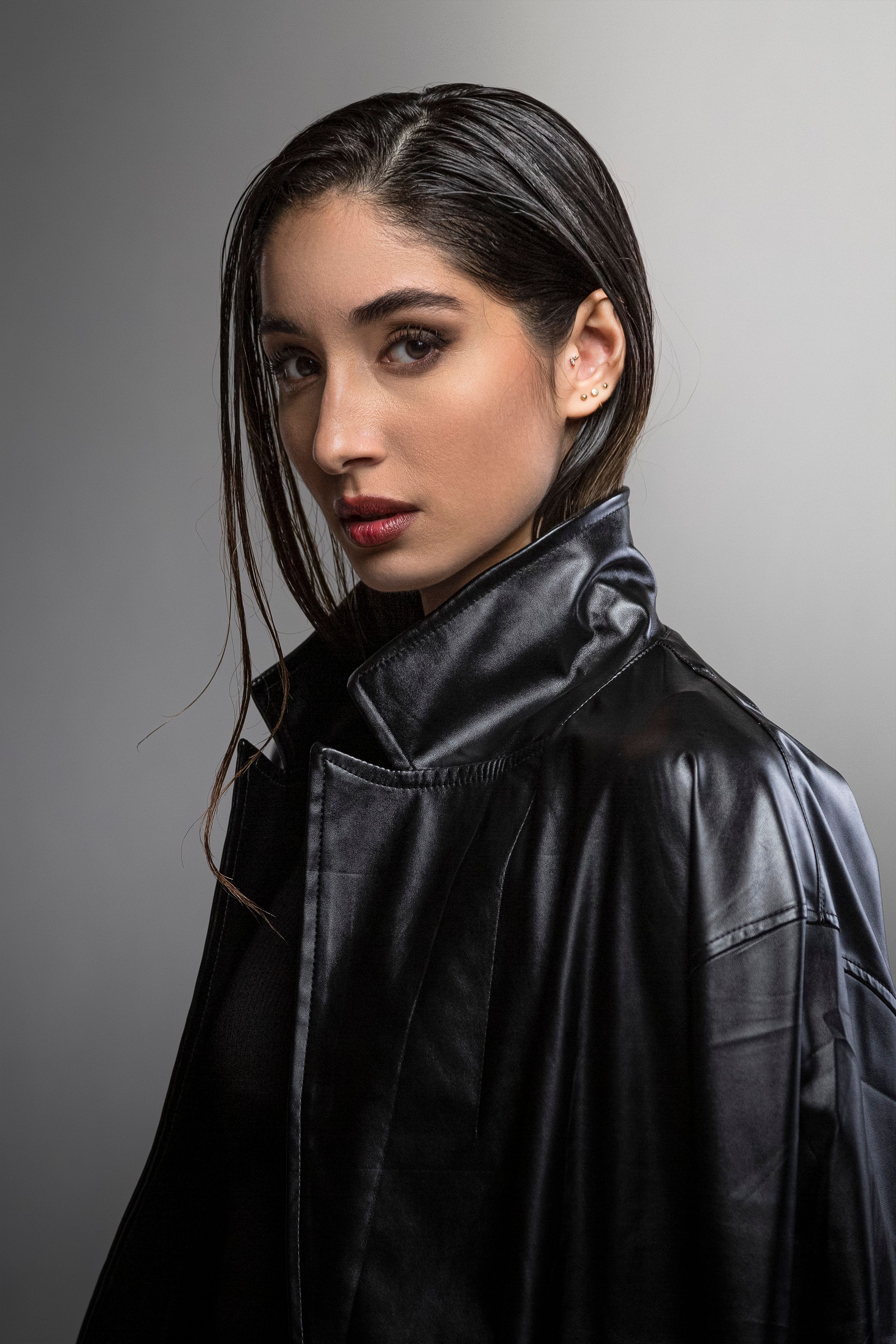 Stylish Portrait of Woman in Black Leather Jacket · Free Stock Photo