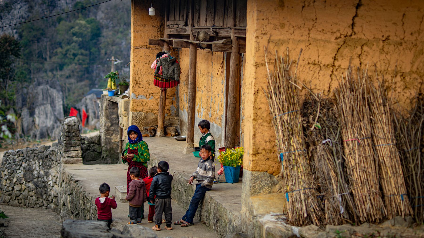 A glimpse of daily life in a rural village house in Ha Giang, Vietnam.