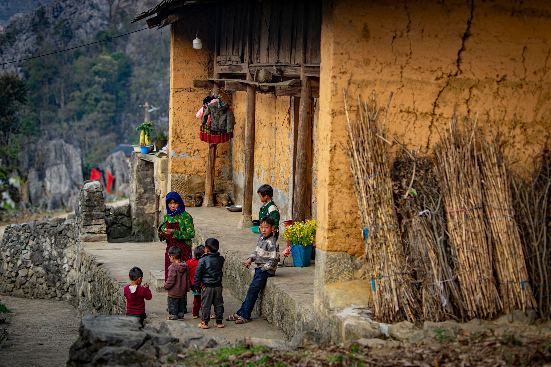 A glimpse of daily life in a rural village house in Ha Giang, Vietnam.