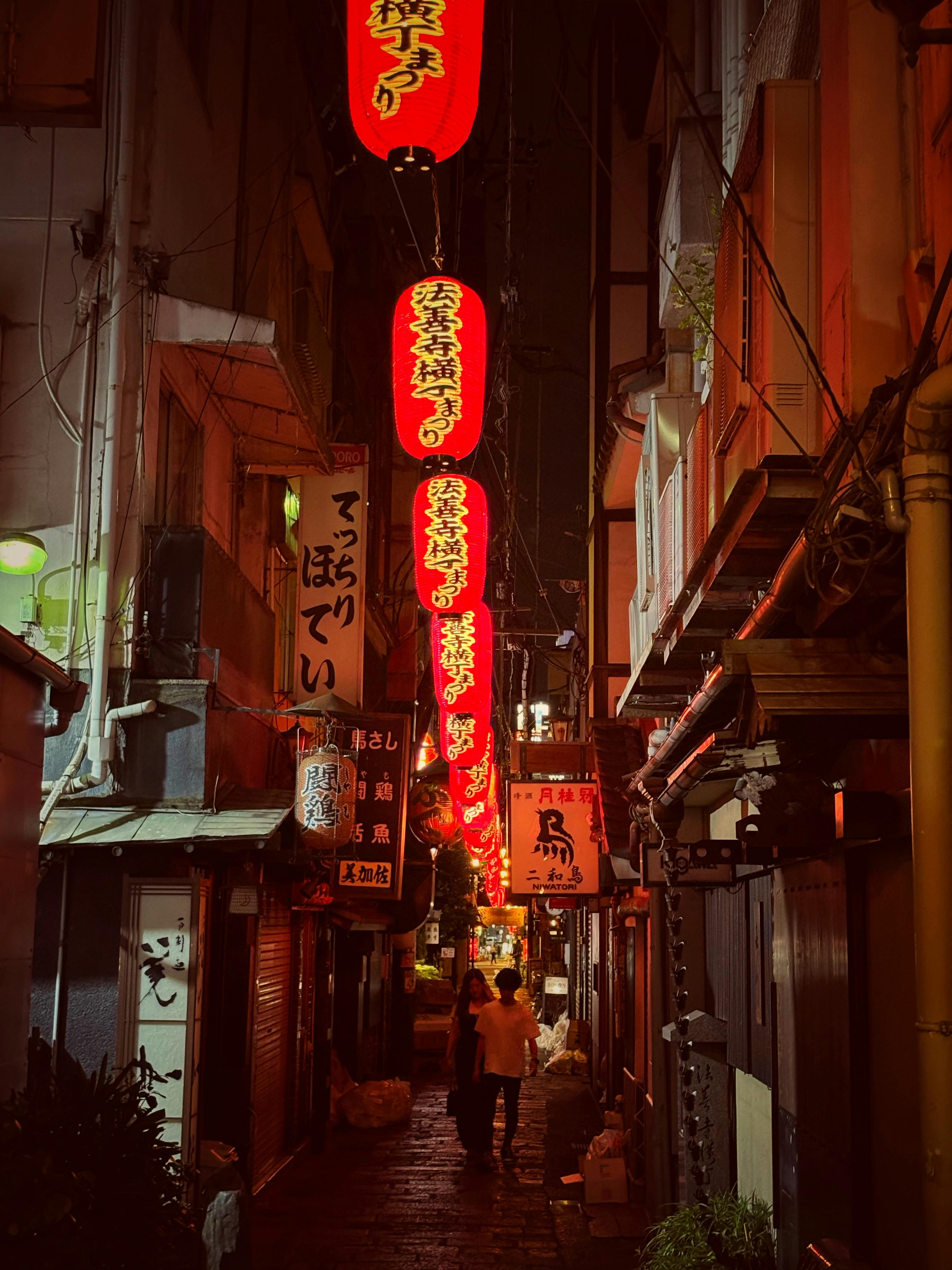 Neon-lit Alleyway in Dotonbori, Osaka at Night · Free Stock Photo