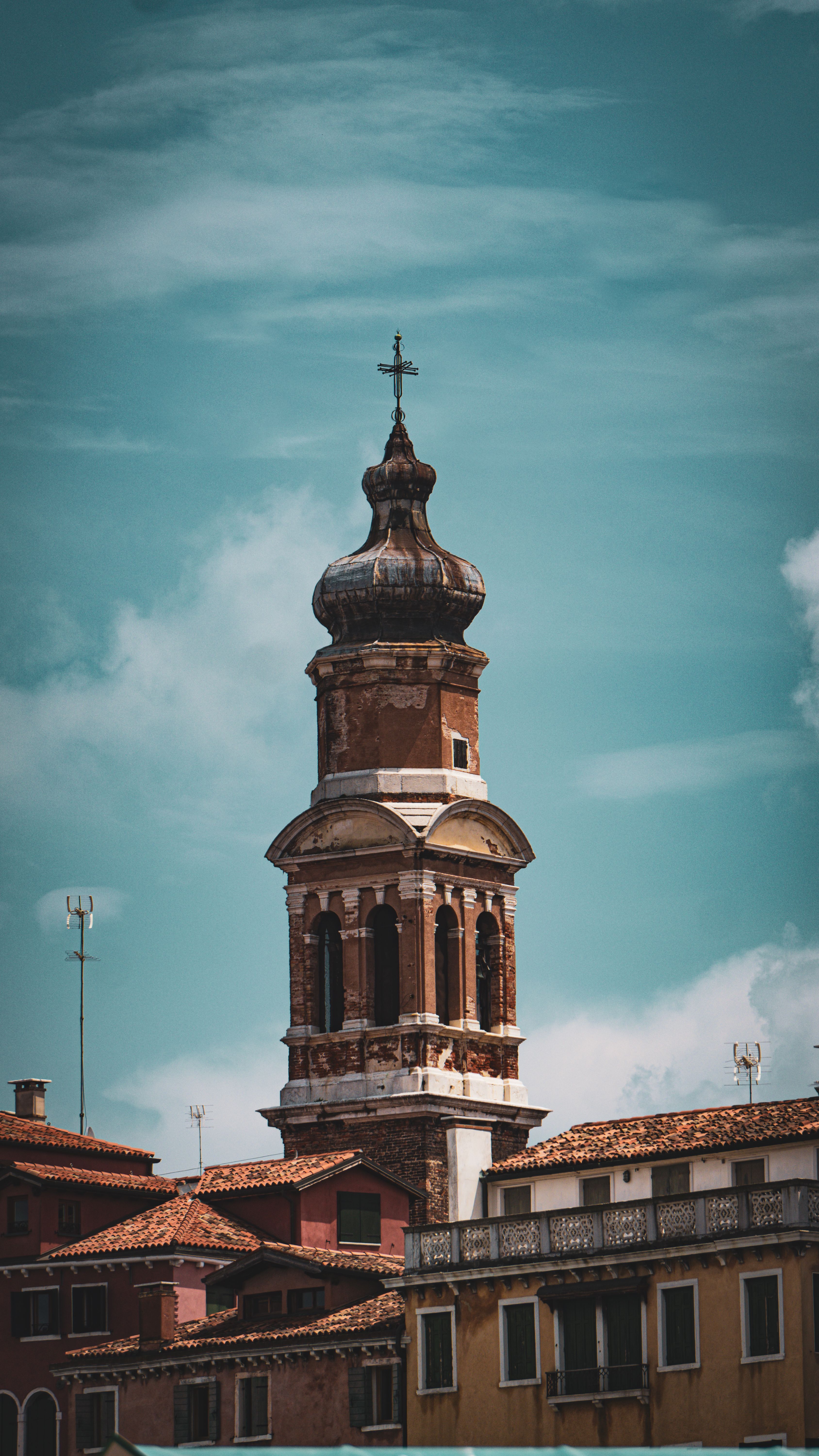Historic Venetian Bell Tower under Blue Sky · Free Stock Photo