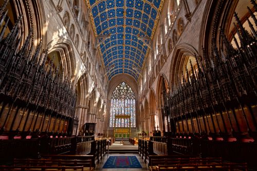 Free Stunning view of the Gothic architecture inside Carlisle Cathedral, England. Stock Photo