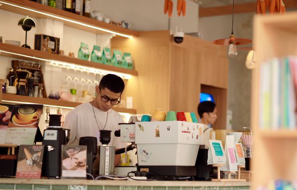 A Brewline barista at work in the café.