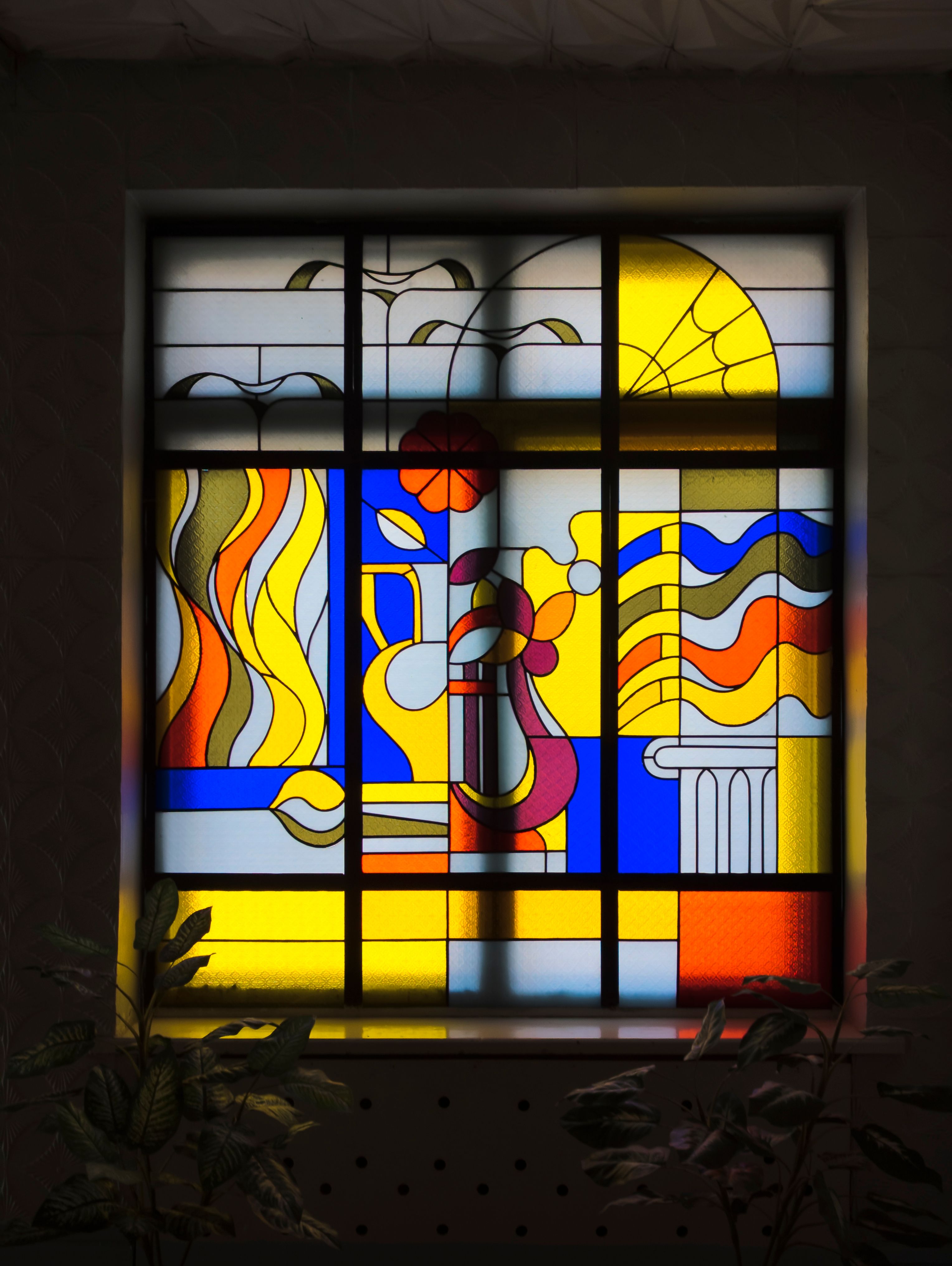 stained glass whale window