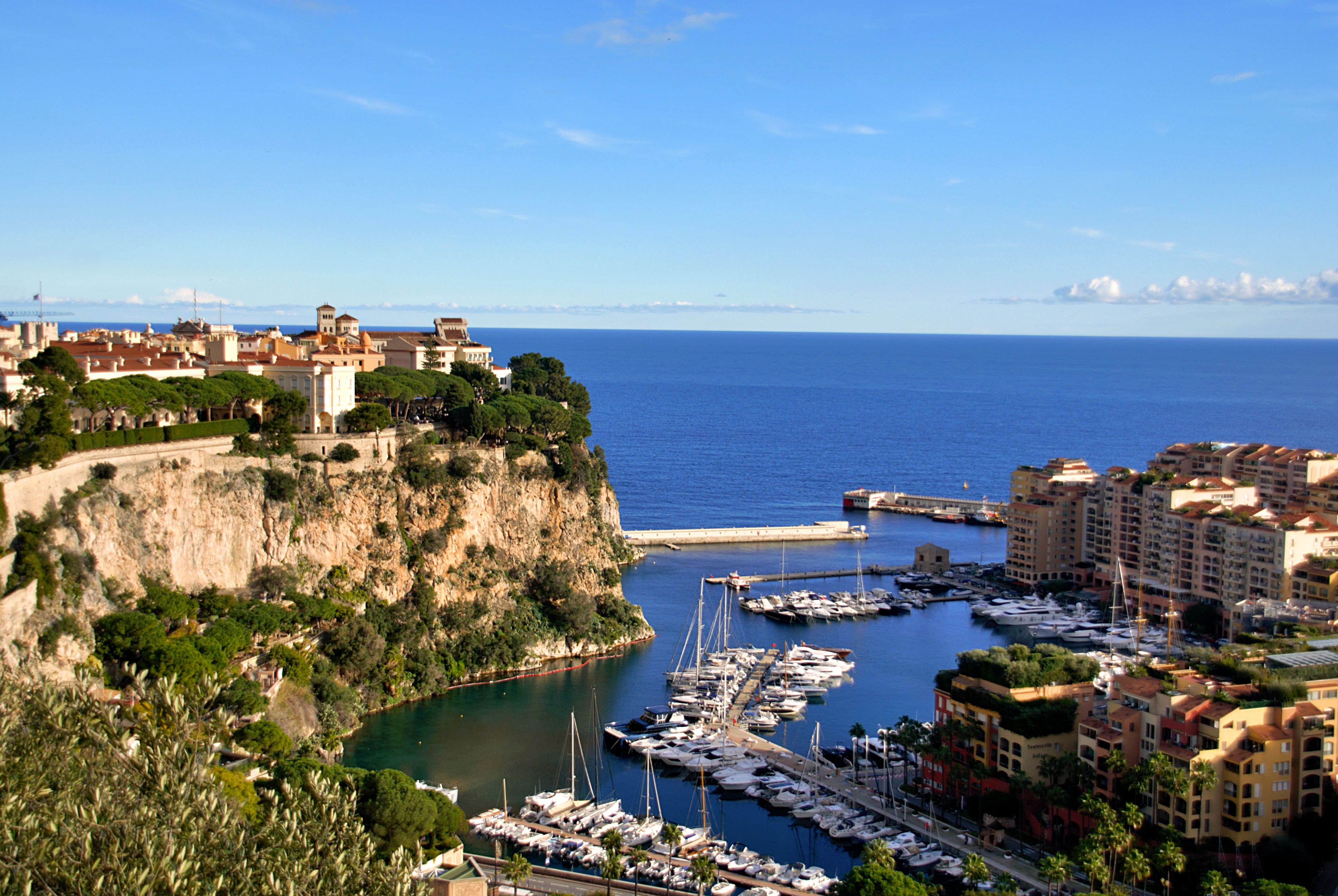 Port Hercules harbor filled with luxury yachts during Monaco Grand Prix weekend