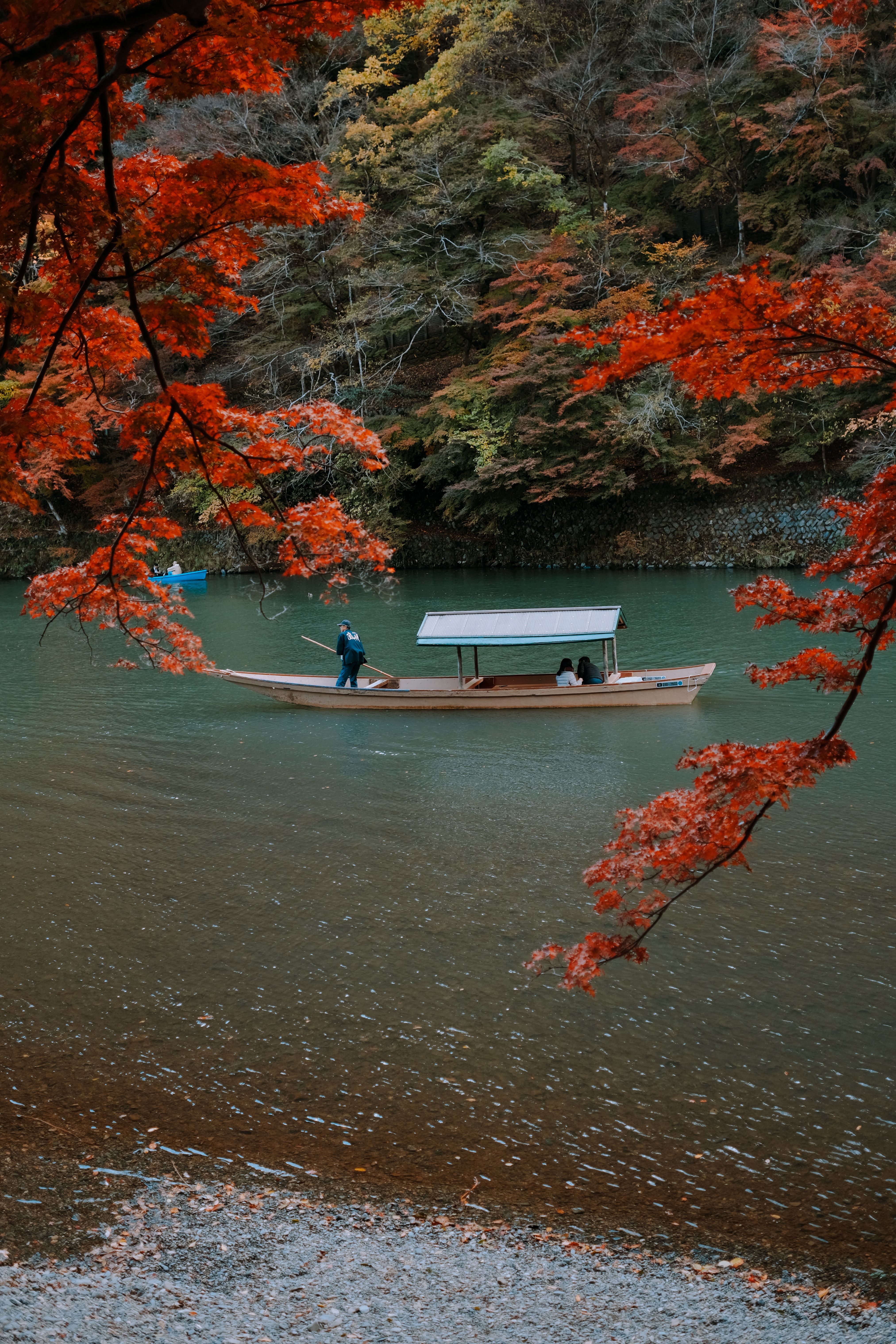 Serene Fall Boat Ride on Katsura River, Kyoto · Free Stock Photo