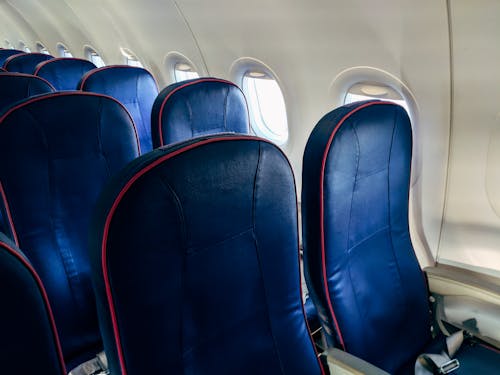Free Empty Blue Airplane Seats Stock Photo