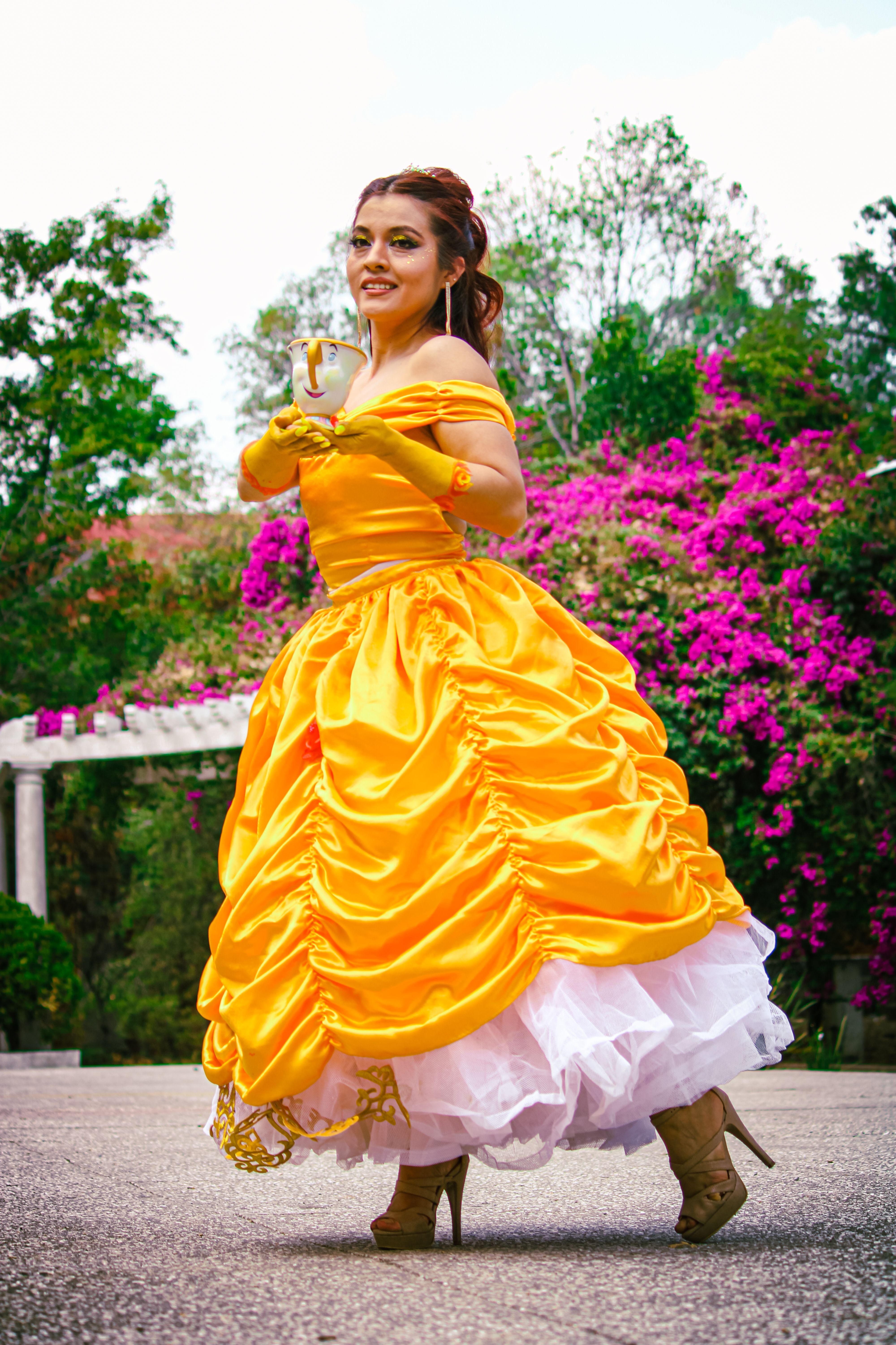 strapless open back dress Beauty Yellow Long A-line Prom Dresses For Teens Elegant Princess Dres main image 1