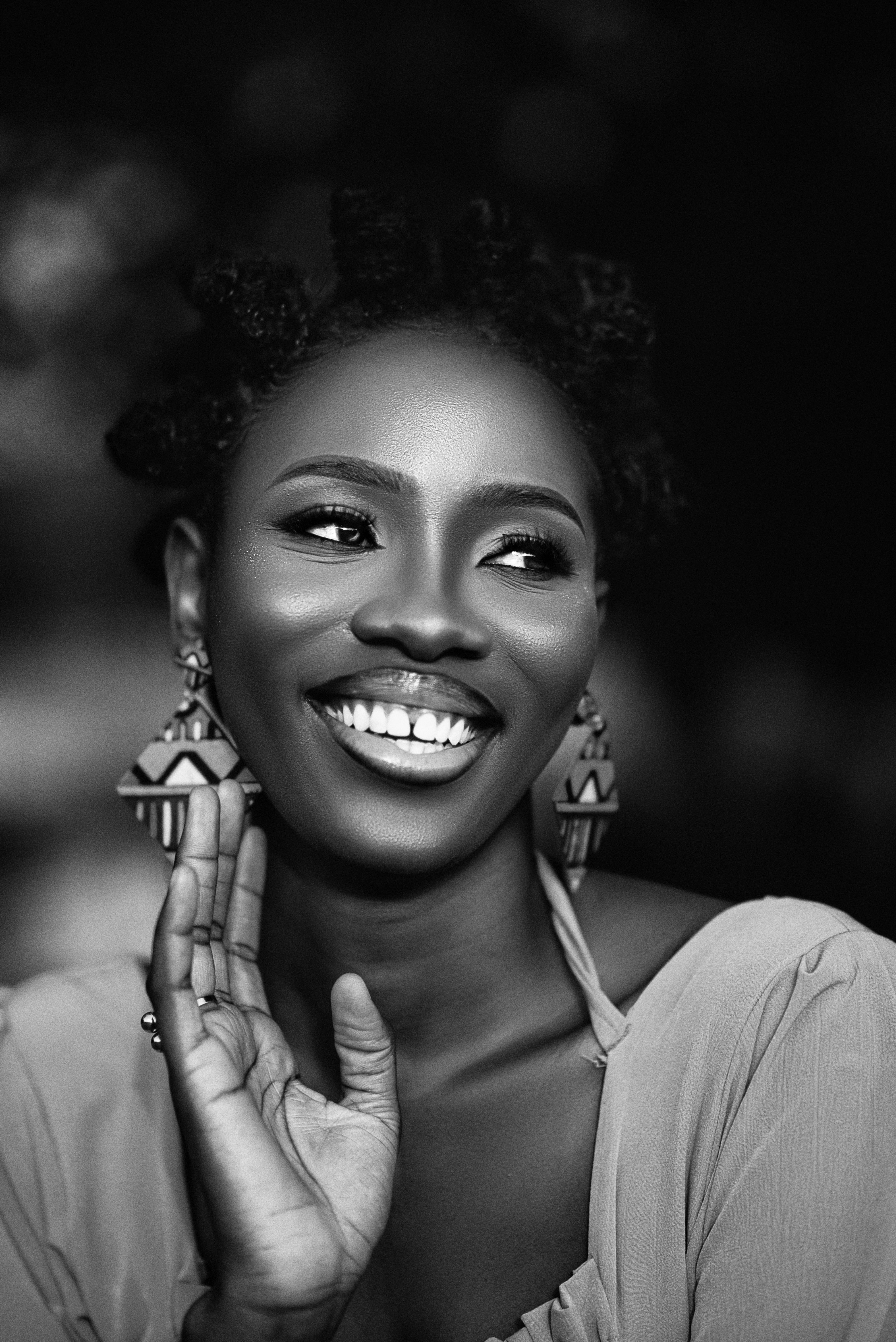 Black and White Portrait of Smiling Woman · Free Stock Photo