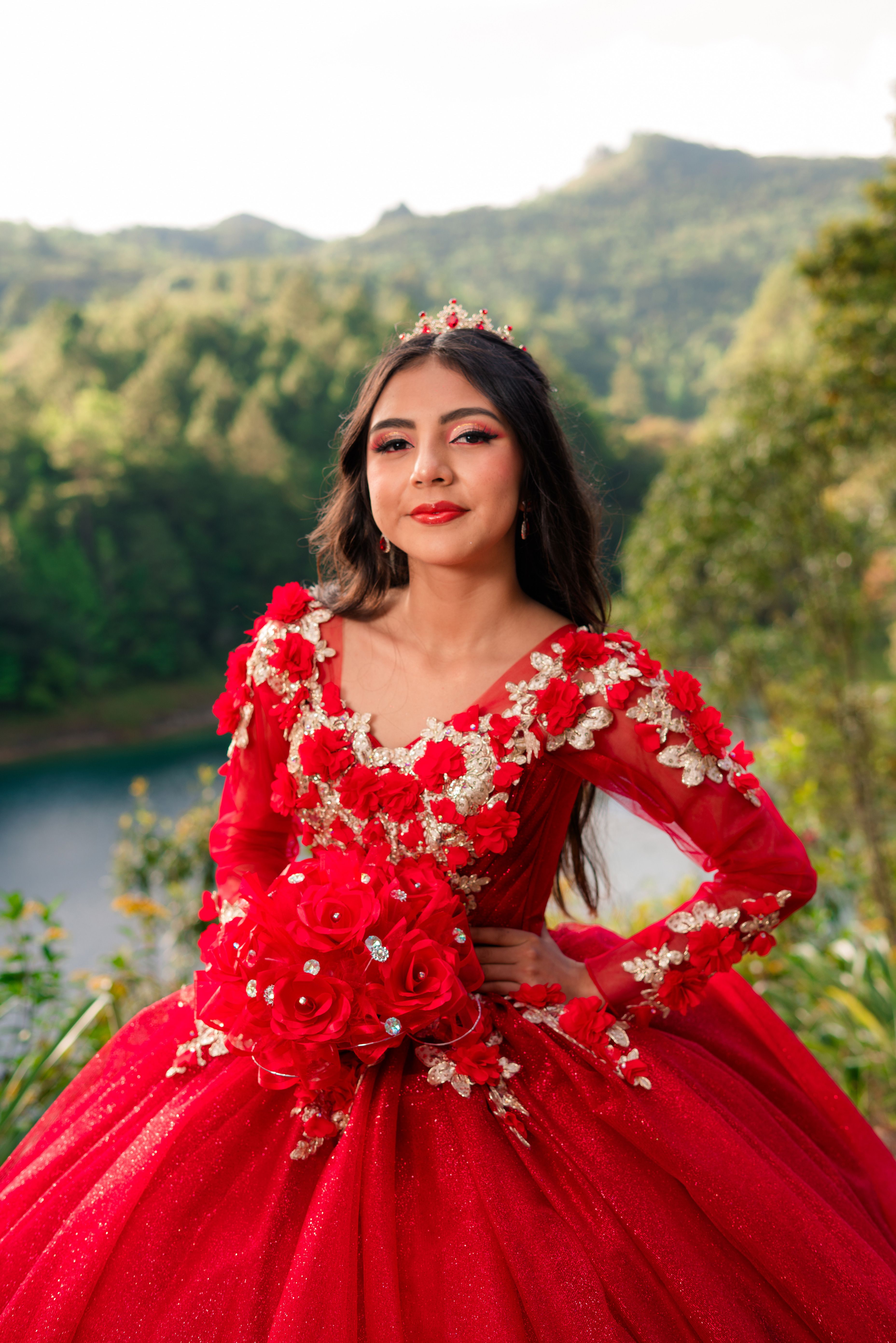 Elegant Woman in Red Dress Outdoors · Free Stock Photo