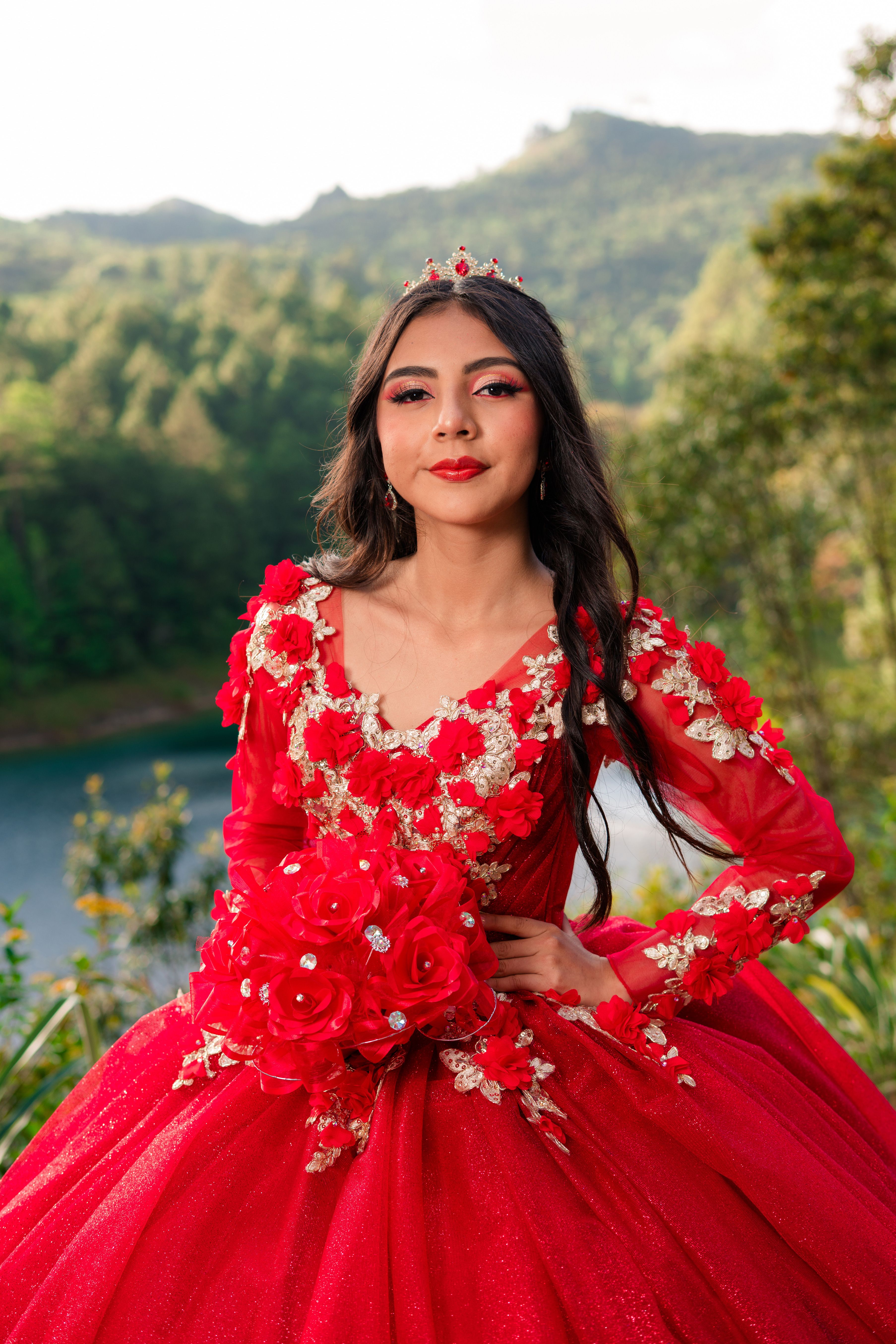 Elegant Woman in Red Dress Outdoors · Free Stock Photo