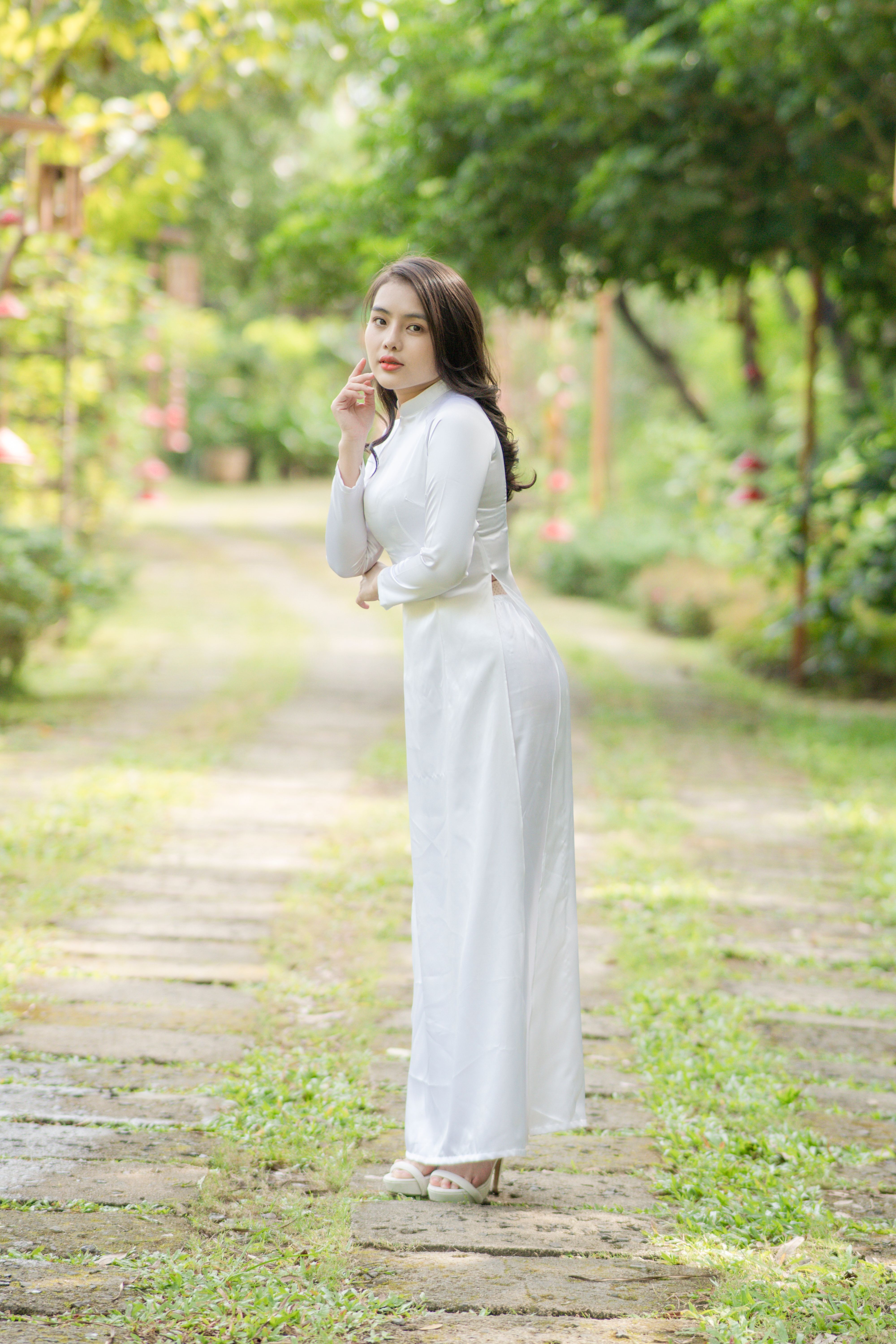 Elegant Woman in Traditional Dress Outdoors · Free Stock Photo