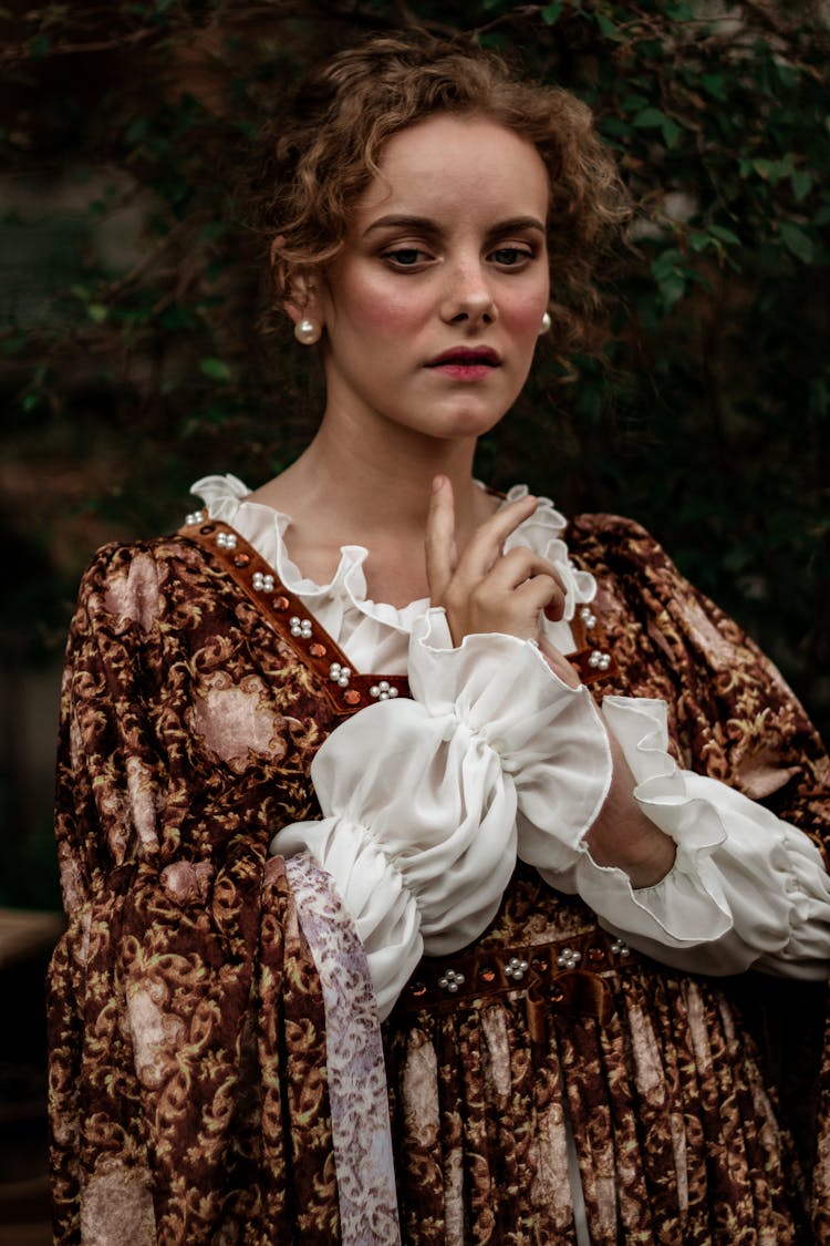 Woman Wearing Brown Dress