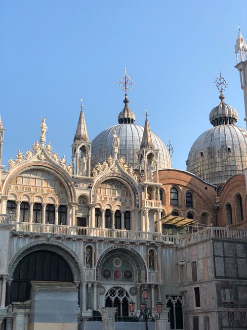 Free Stunning view of the iconic St Mark's Basilica in Venice capturing its architectural grandeur. Stock Photo