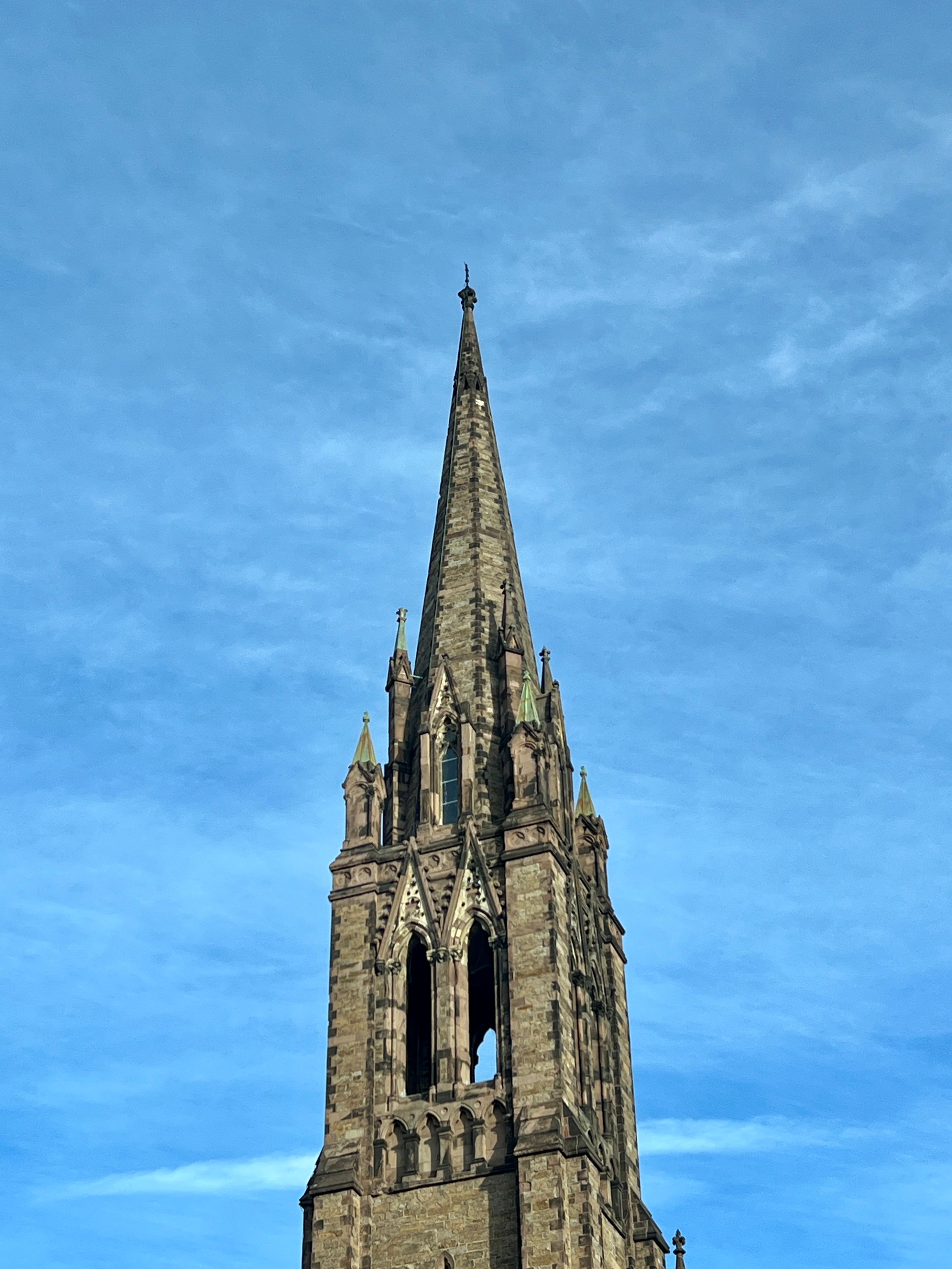 Gothic Church Tower Against Clear Blue Sky · Free Stock Photo