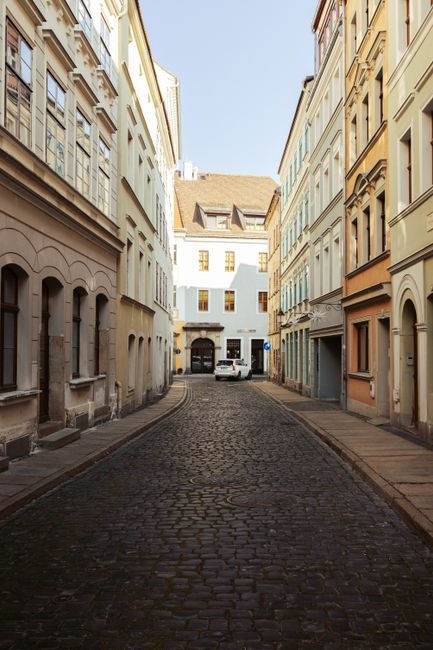 Explore the cobblestone streets of Görlitz, Saxony with vintage architecture.