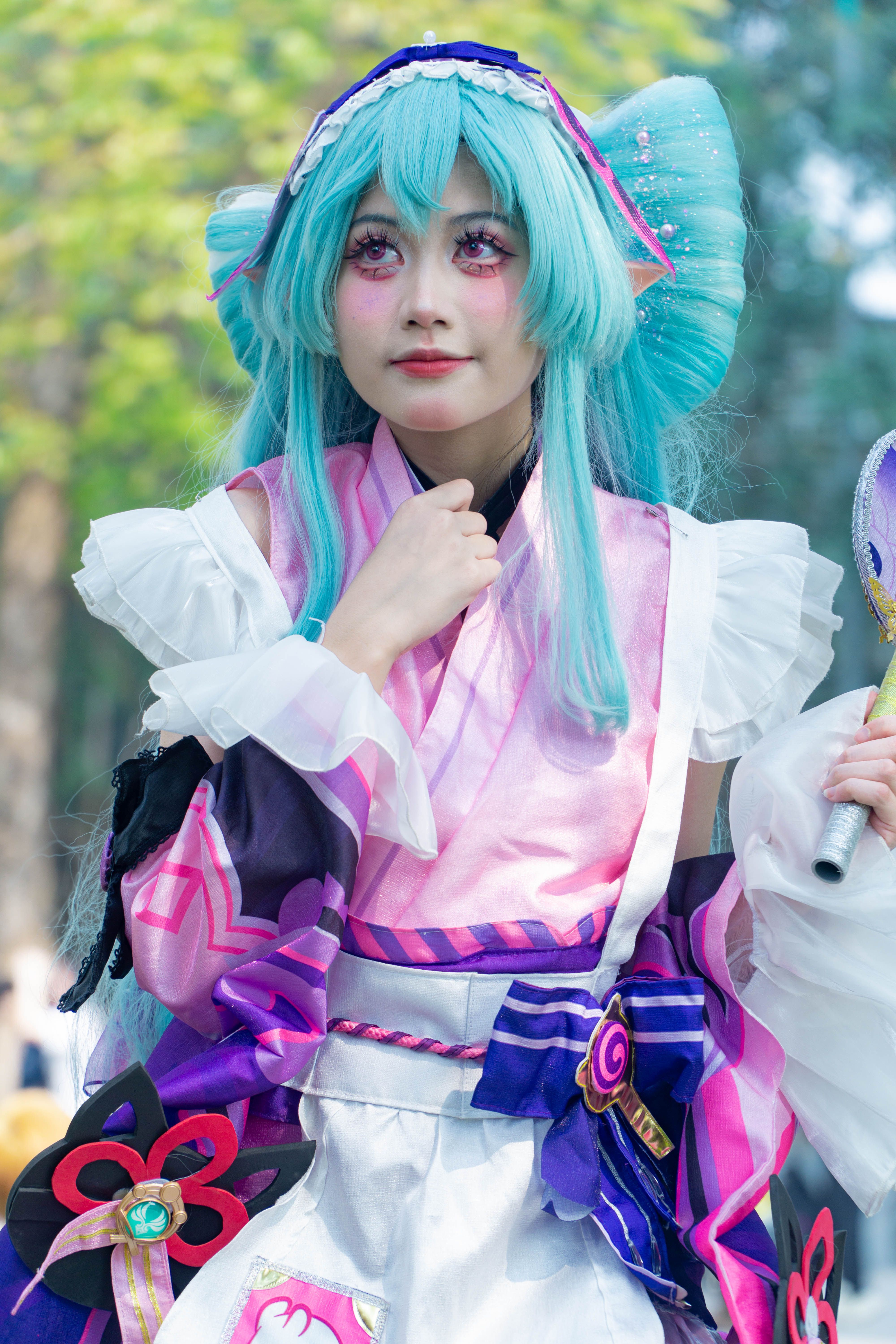 Colorful Cosplay Woman in Fantasy Costume Outdoors · Free Stock Photo