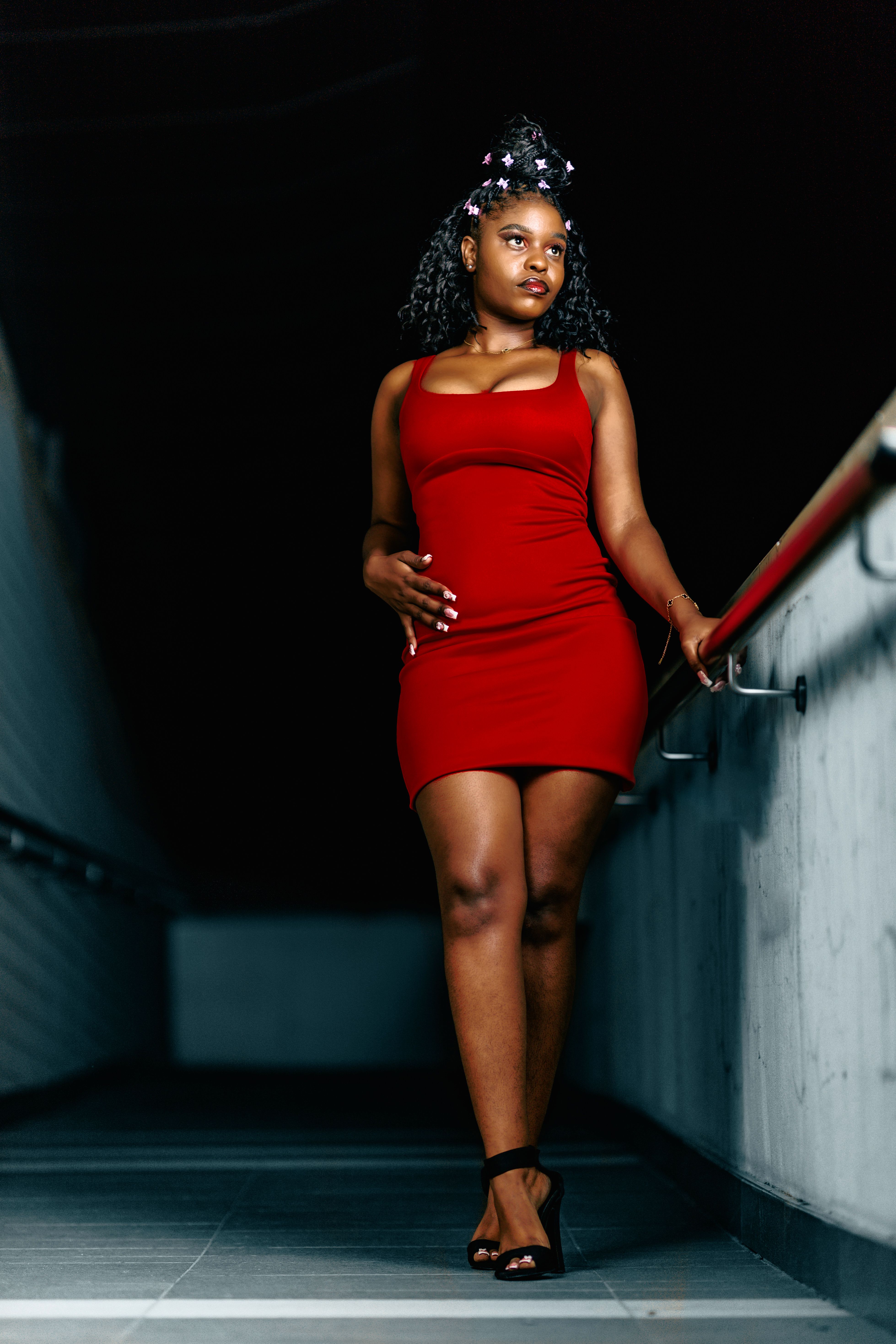 Stylish Woman in Red Dress at Night · Free Stock Photo