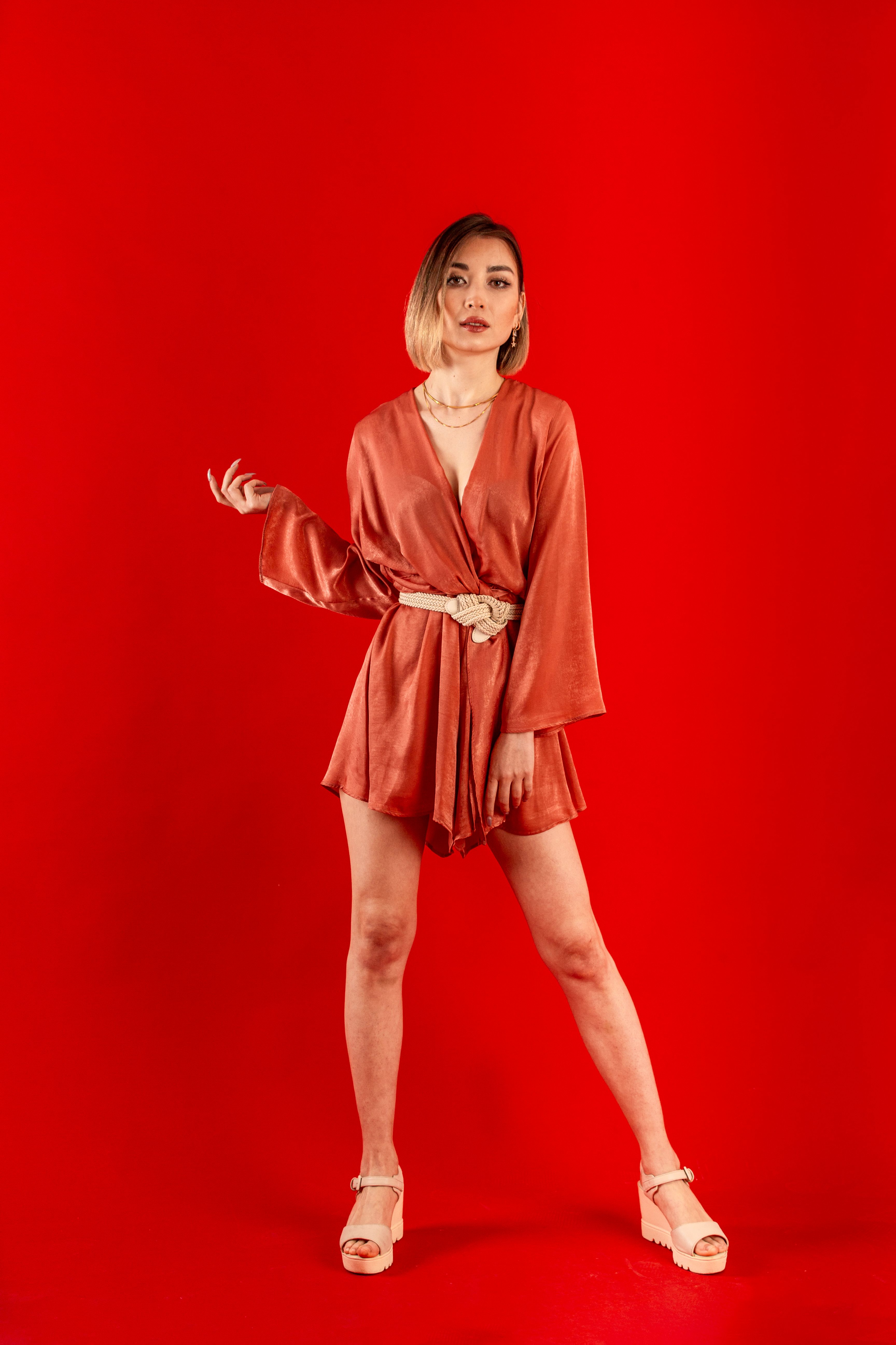 Fashionable Portrait of a Model in Red Dress · Free Stock Photo