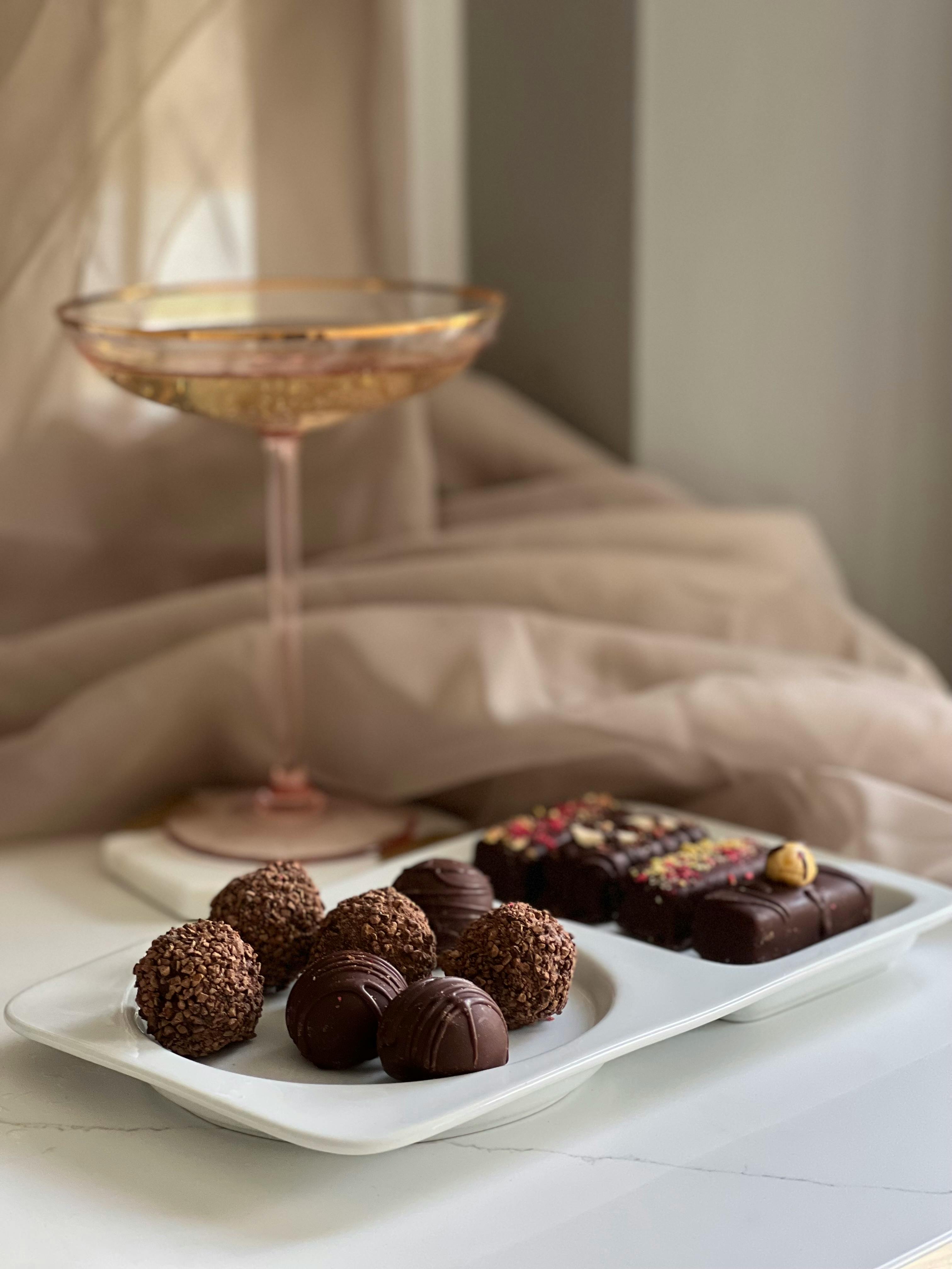 Delicious chocolate truffles elegantly arranged, perfect for gourmet delights.