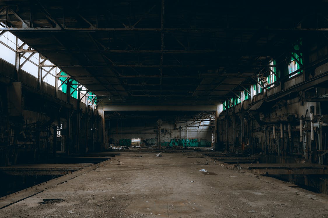 An empty warehouse awaiting redevelopment into a commercial space.