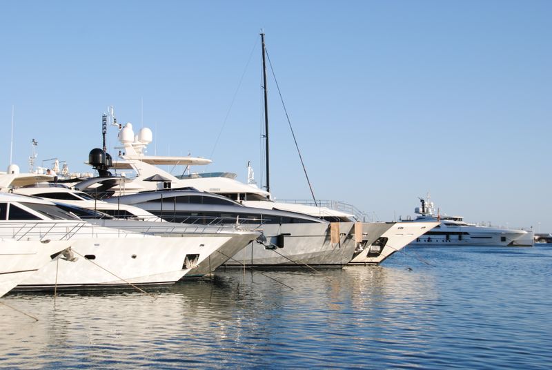 Yachts docked in a Mediterranean marina
