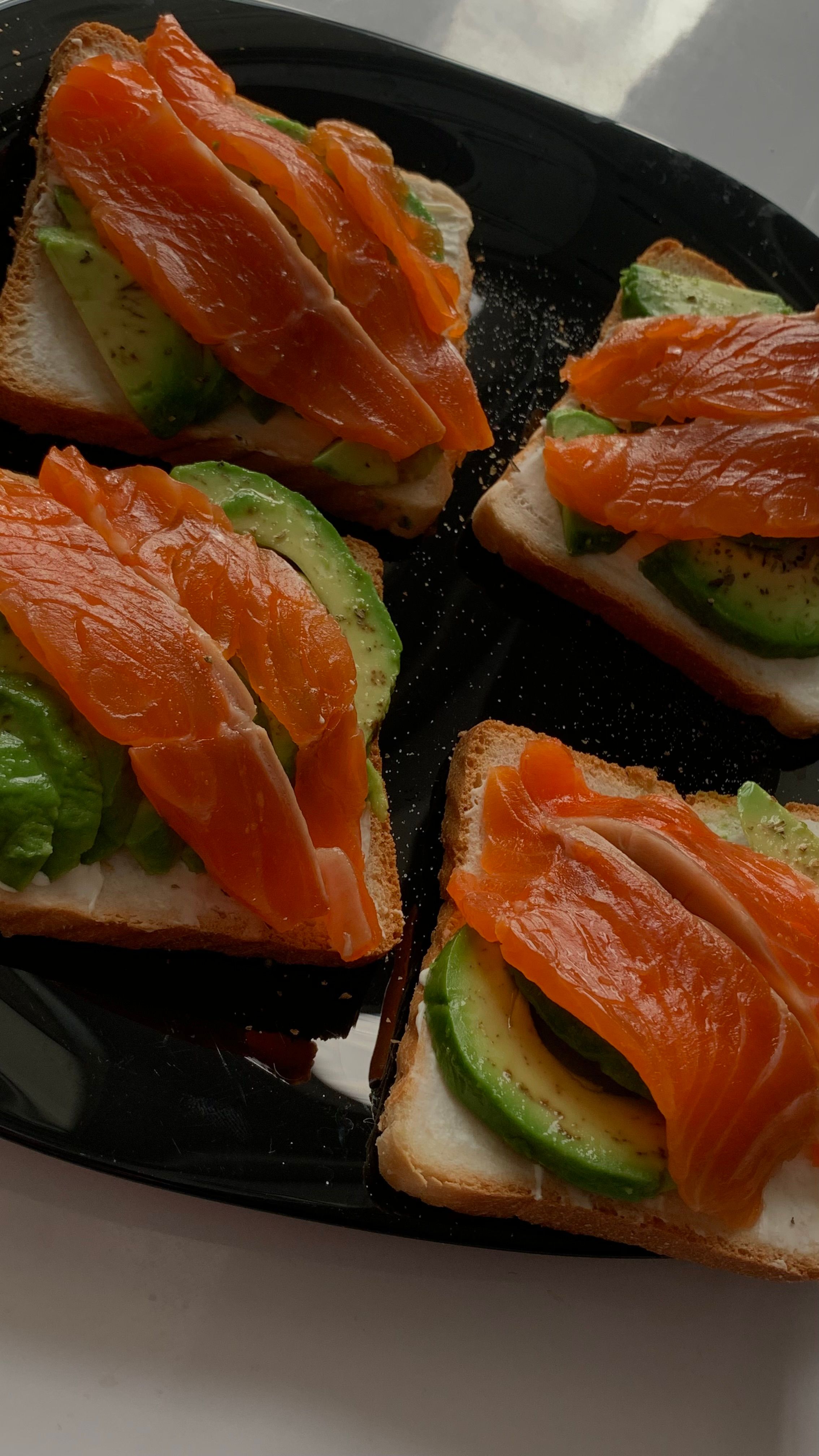 Smoked salmon on whole grain toast