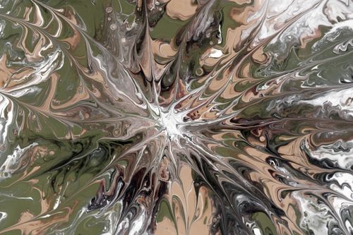 Free Dynamic abstract artwork with swirling brown and green patterns, resembling marble texture. Stock Photo