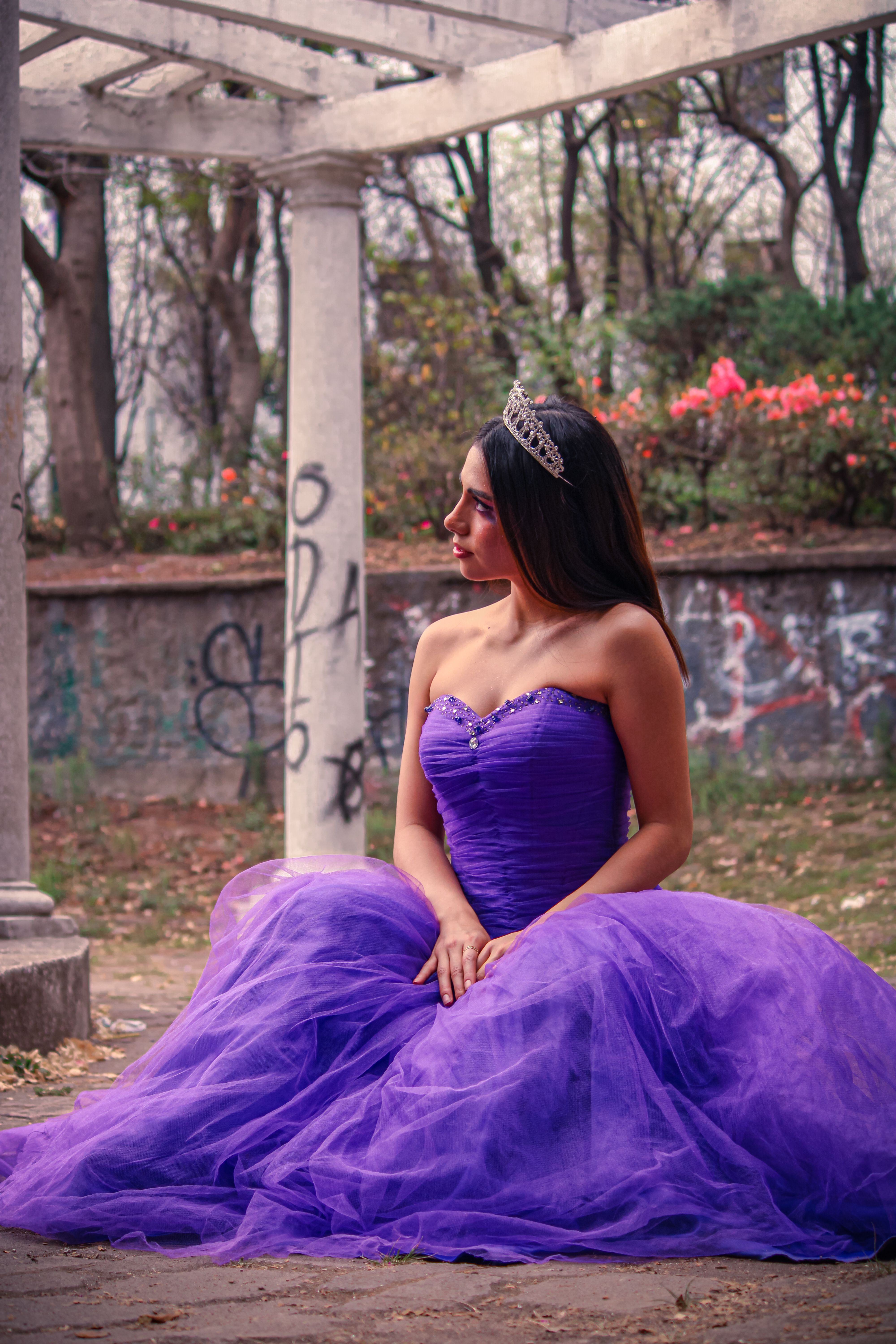 Elegant Princess in Purple Gown in Ciudad de México · Free Stock Photo