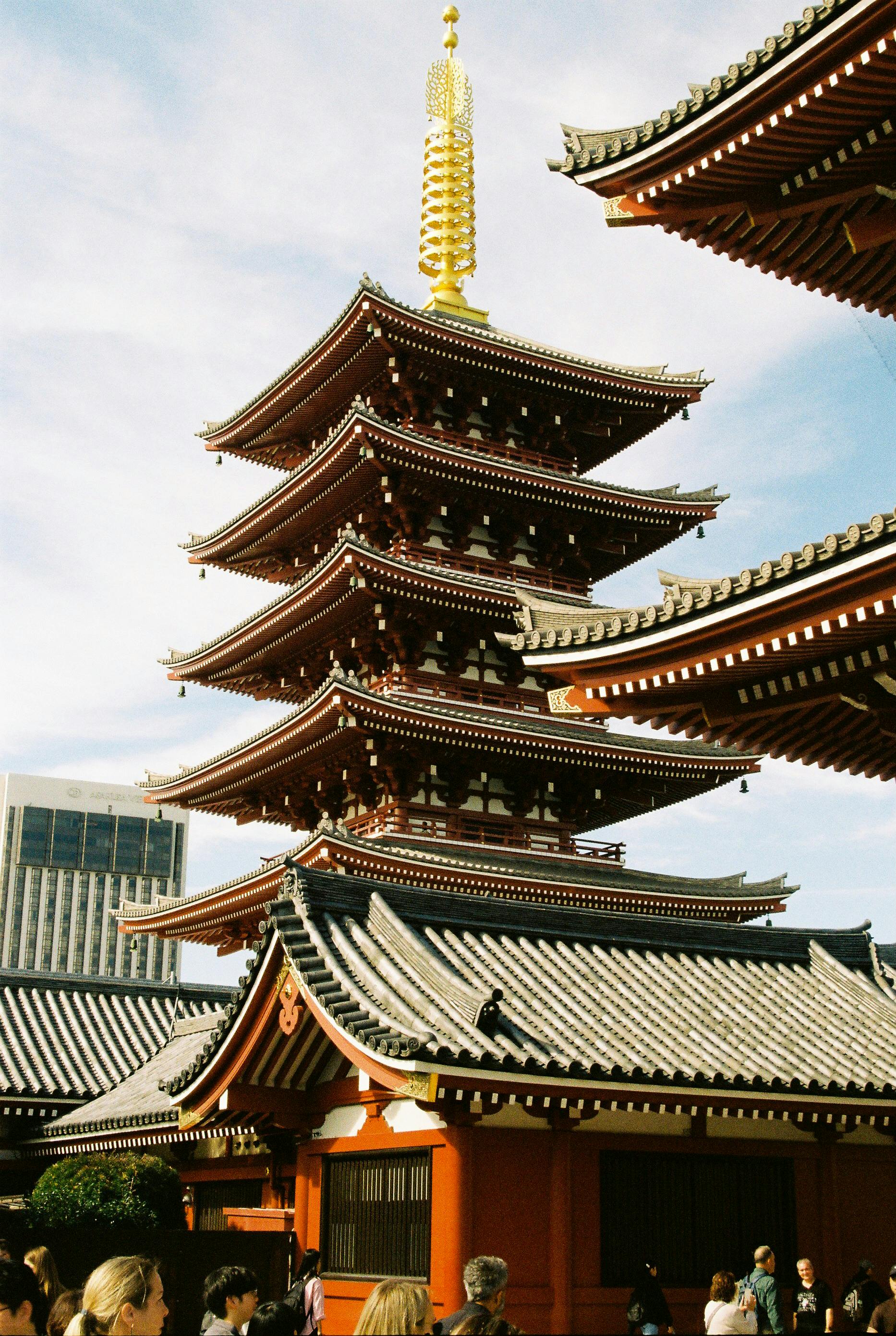 Discover the stunning architecture of Sensō-ji Temple in Taito City, Tokyo under a clear sky.