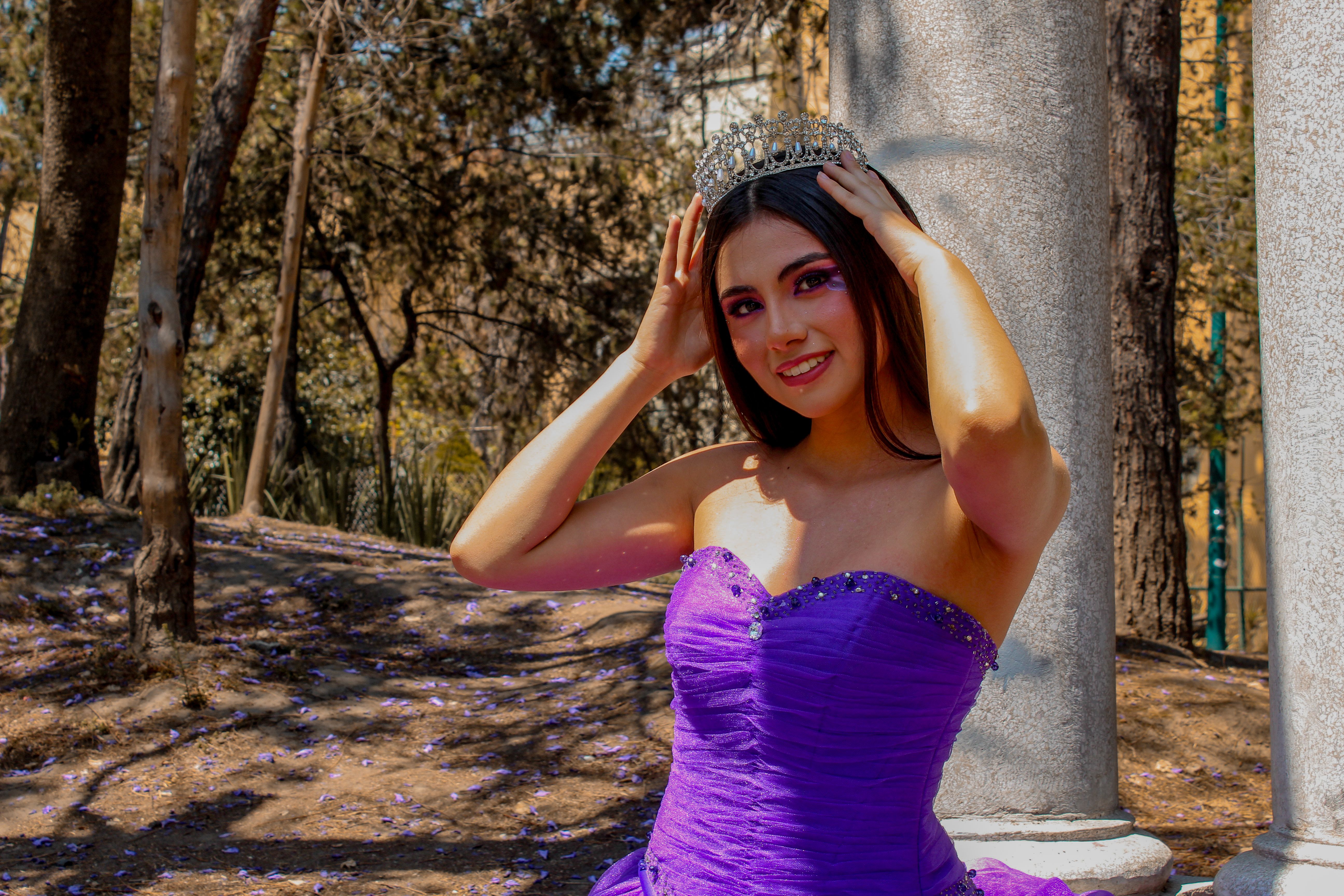 Beautiful Woman in Purple Dress Outdoors · Free Stock Photo