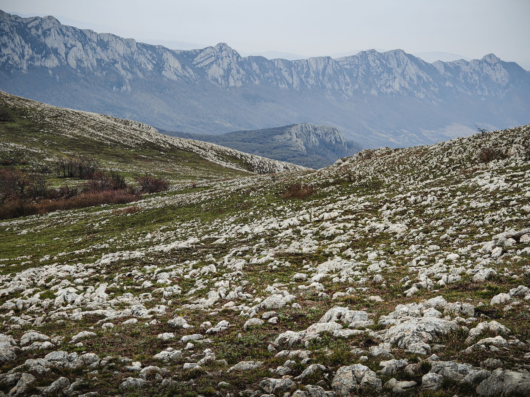Serene mountain landscape in Serbia with rocky terrain and panoramic views.