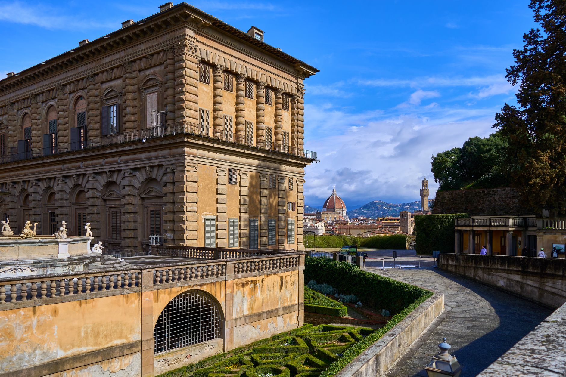 Pitti Palace and Boboli Gardens — a sprawling Medici residence south of the Arno.