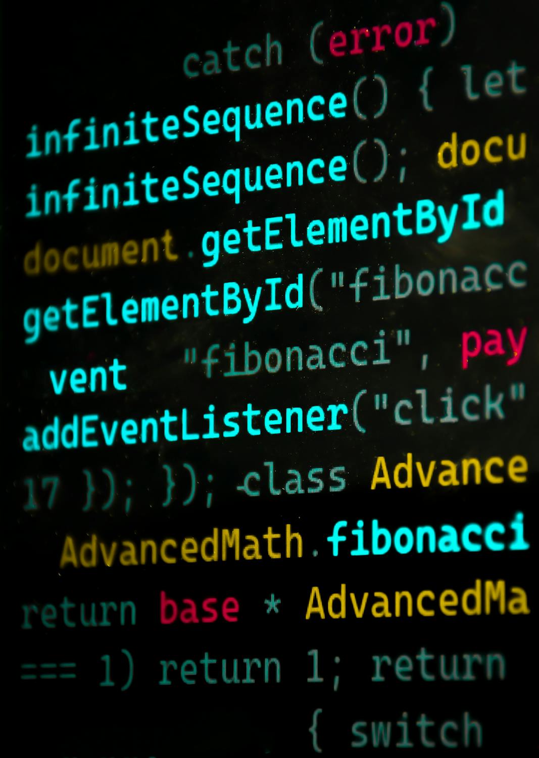 Colorful JavaScript Code on Screen Display · Free Stock Photo